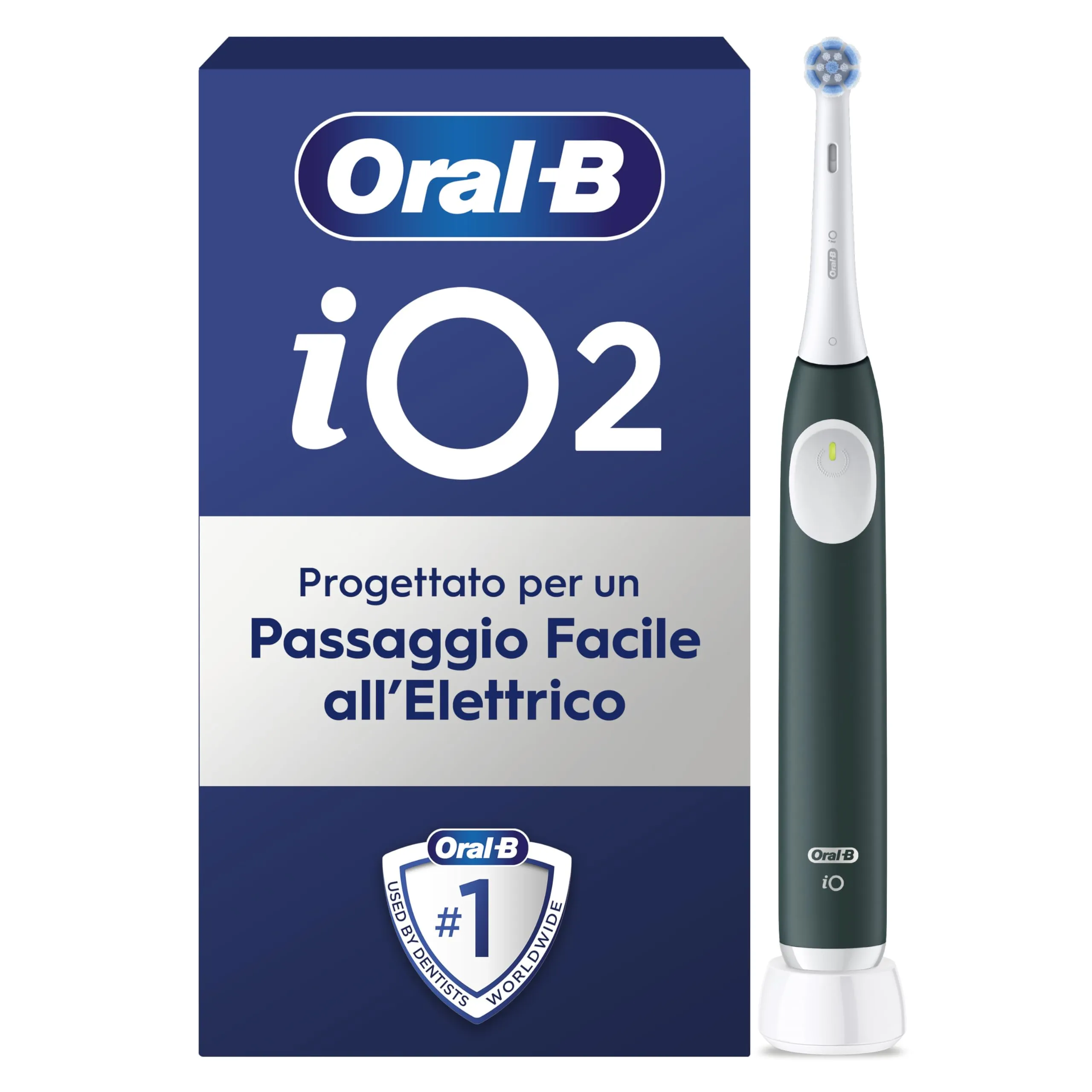Oral-B iO 2 Spazzolino Elettrico Verde, 1 Testina Di Ricambio, 1 Spazzolino