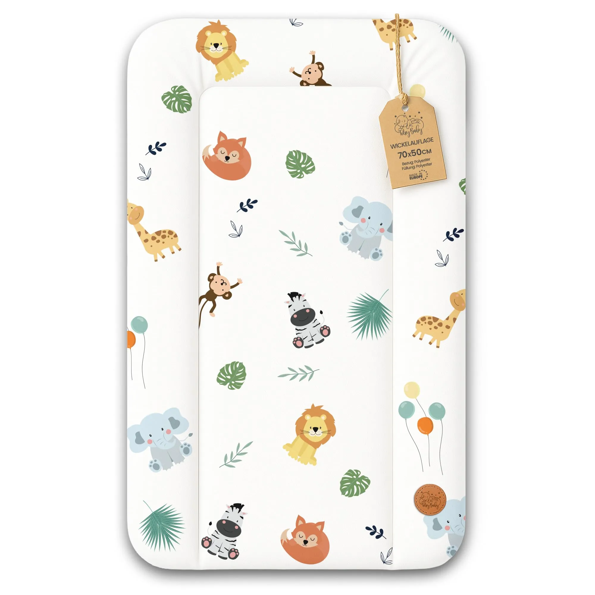 Fasciatoio neonato 70 x 50 cm - materassino portatile universale lavabile e impermeabile su cassettiera lavatrice e tavolo cuscino da viaggio tappetino materasso Safari