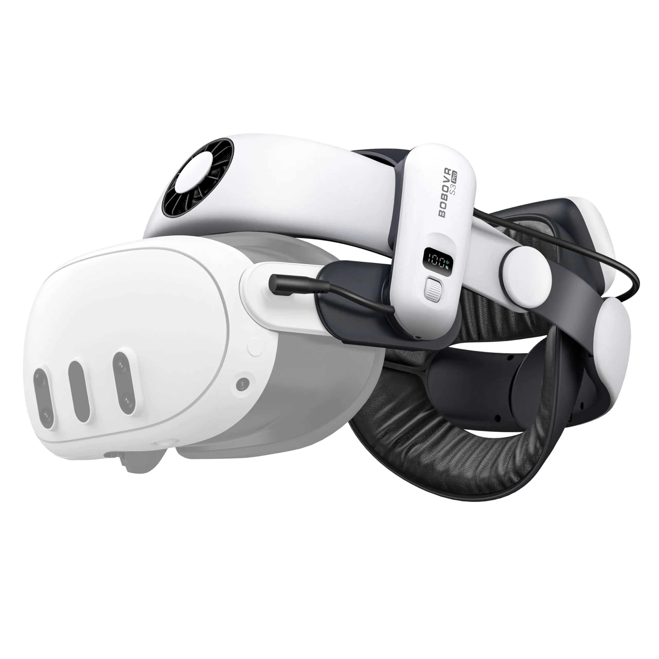 BOBOVR S3 Pro Pacco Batteria Cinturino per Testa, Aria condizionata e pacco batteria sostituibile a caldo da 10000 mAh, Compatibile con Quest 3/Quest 3S