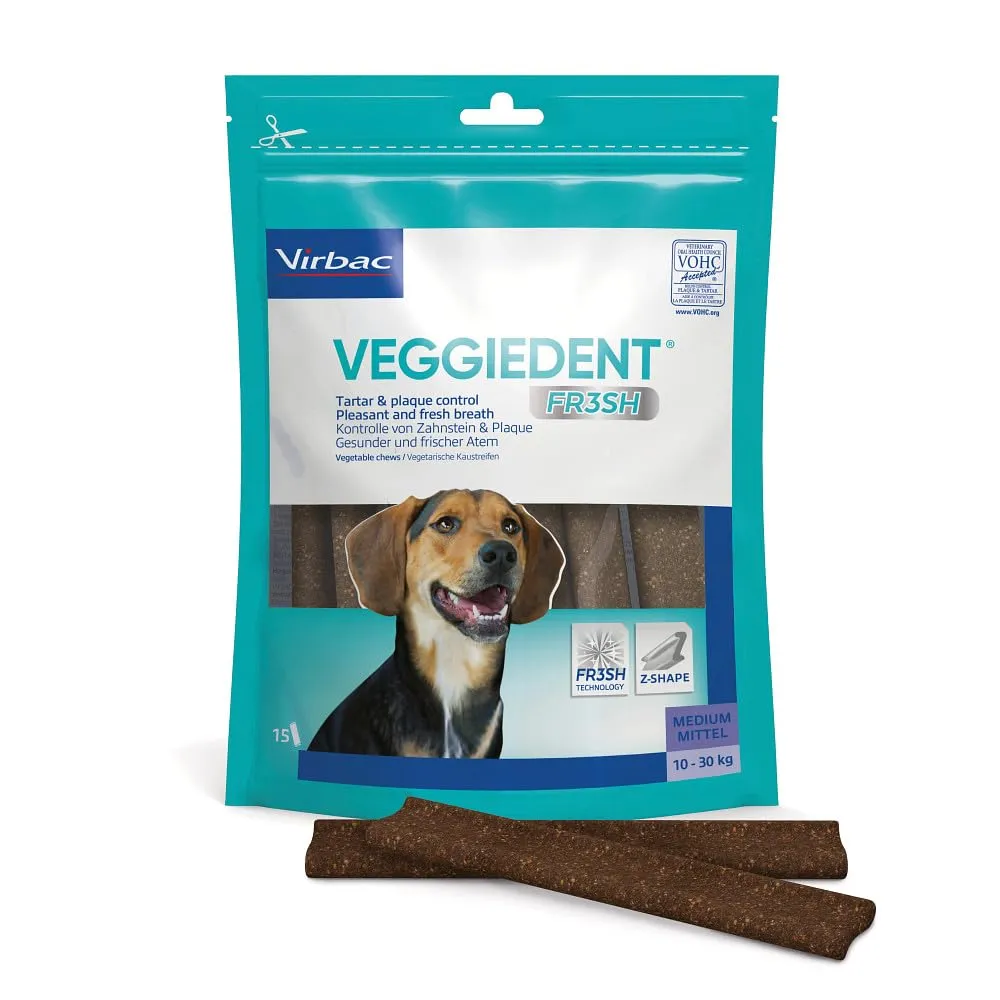 Virbac VeggieDent FR3SH - Mastica per cani di taglia media, 10-30 kg
