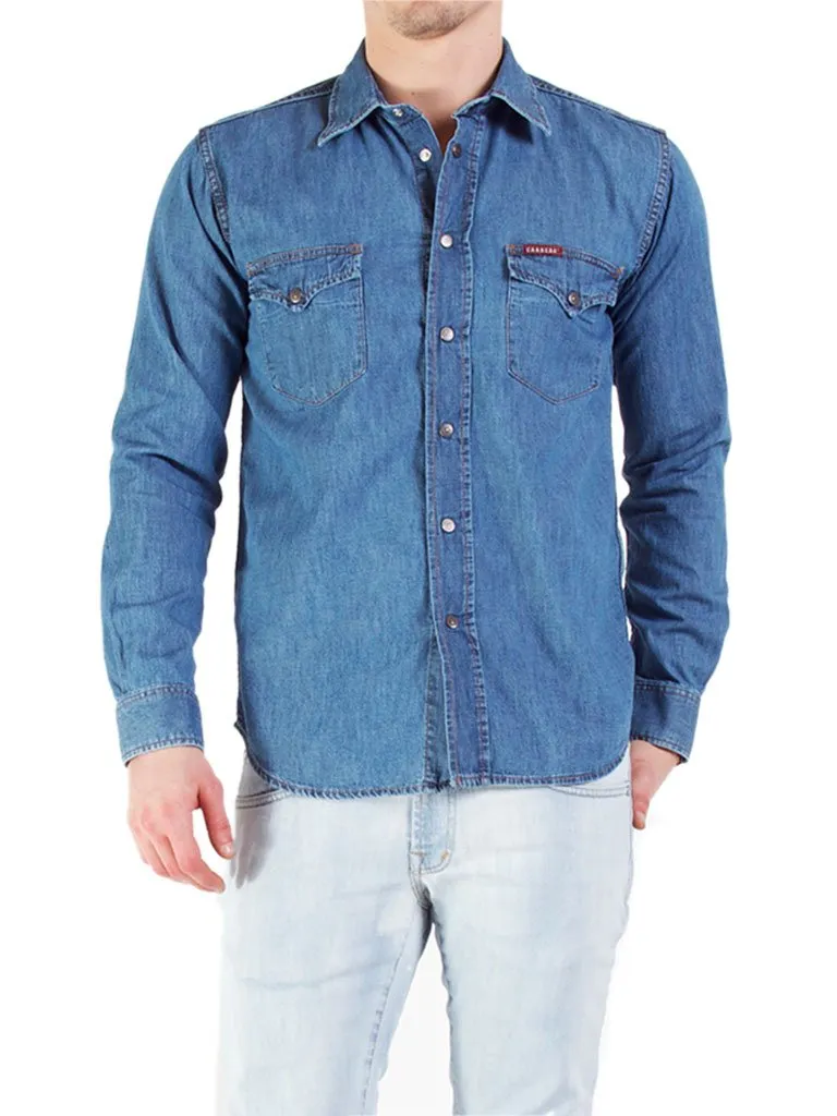 Carrera Jeans - Camicia in Cotone, Blu Chiaro-Blu Denim (XXL)