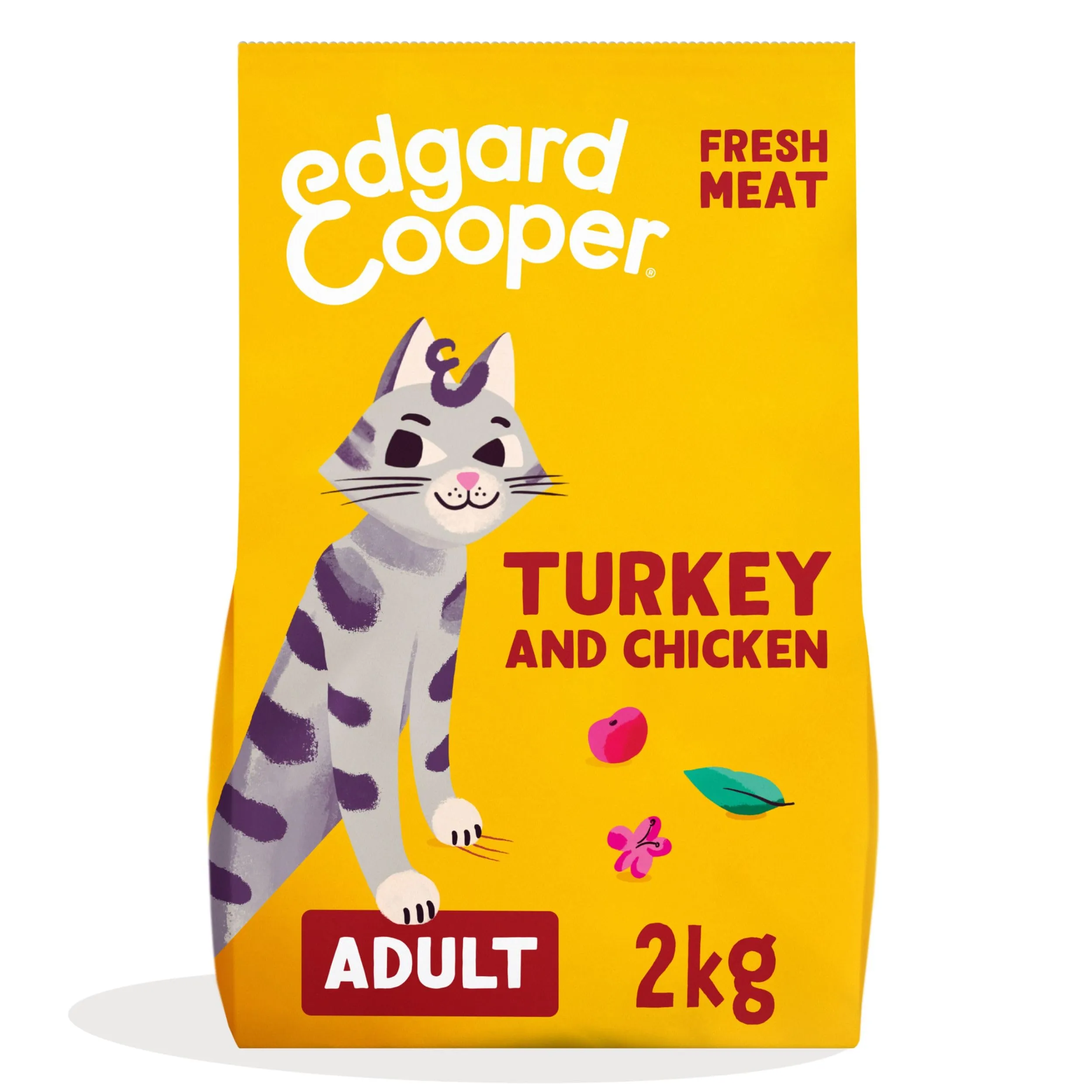 Edgard & Cooper Crocchette Gatti, (Tacchino & Pollo Fresco, 2kg), croccantini gatto sterilizzati o attivo, carne fresca e ingredienti naturali, senza cereali, senza zuccheri aggiunti