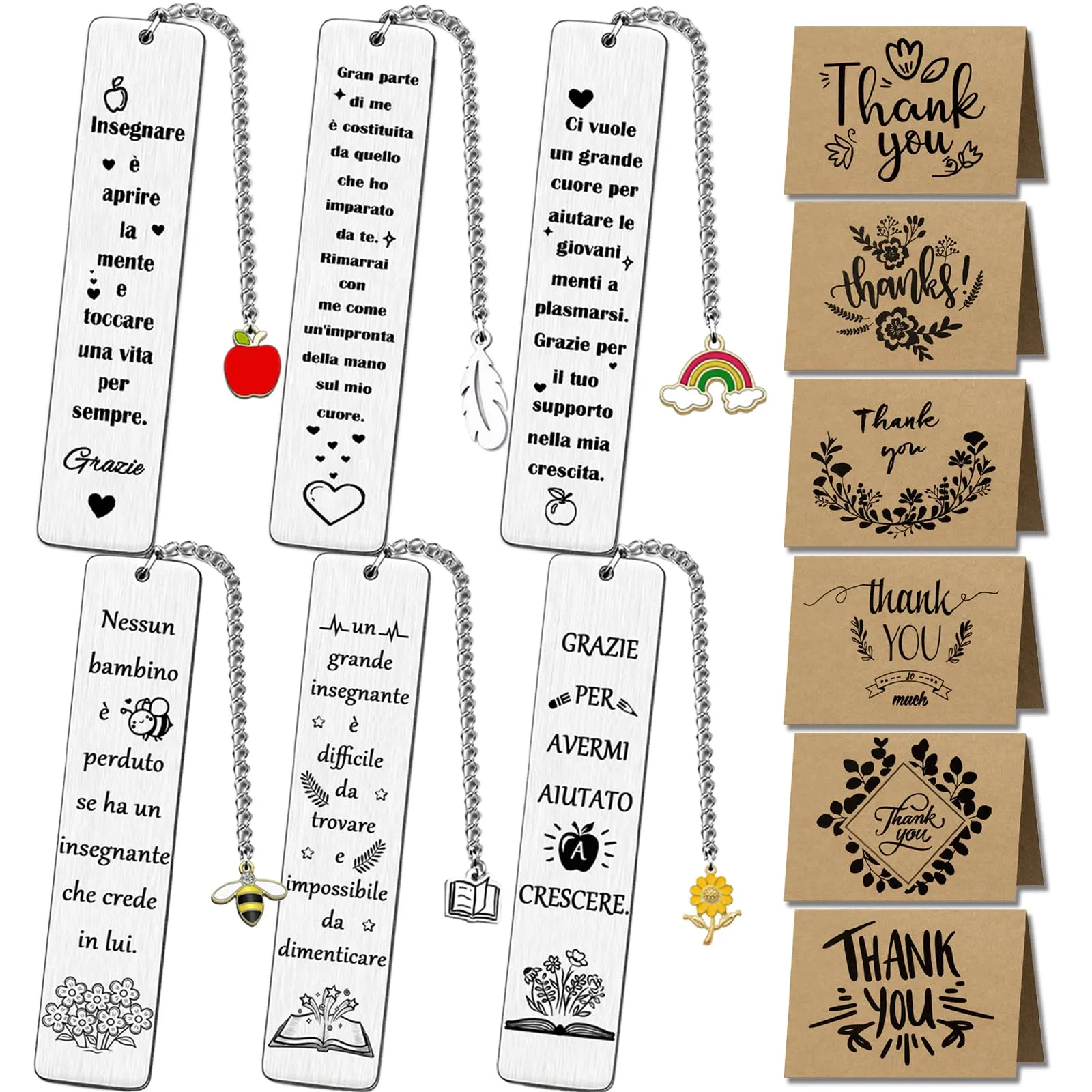 6 Pezzi Segnalibro Maestra Insegnate, Regalo Maestre Fine Anno, Personalizzato per Giornata Degli Insegnanti Grazie,Marcatori di Pagina, Regalo Fine Anno Studenti, Natale Compleanno Laurea