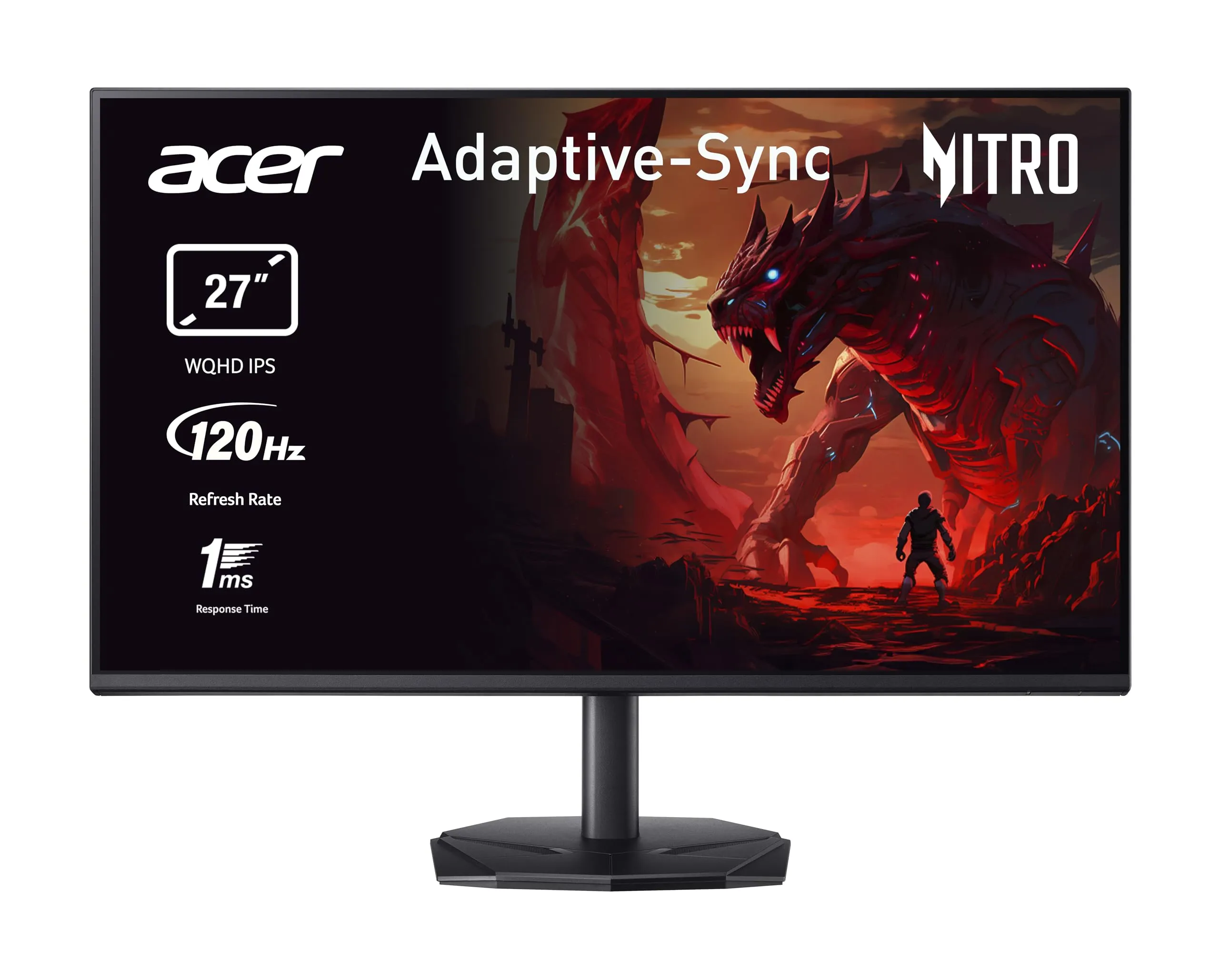 acer Nitro KG272UGbmiipfx Monitor Gaming 27", Display WQHD IPS 120 Hz, 1ms VRB, AdaptiveSync, Luminosità 250 nits, HDMI 2.0, DP 1.2, Speaker Integrati, Cavo HDMI Incluso, Nero, KG 27'' QHD
