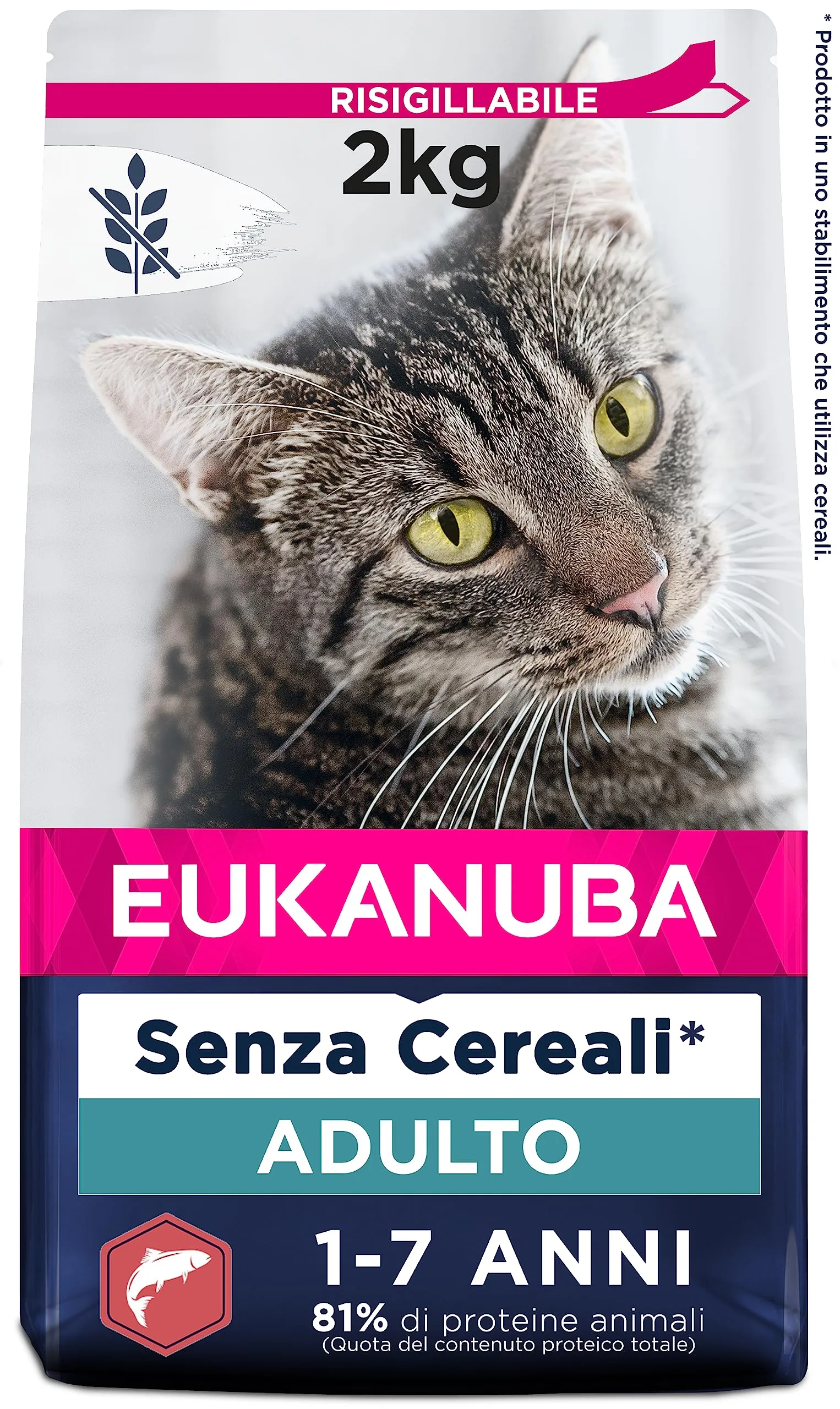 EUKANUBA Grain Free cibo secco per gatti adulti, ricco di salmone 2kg