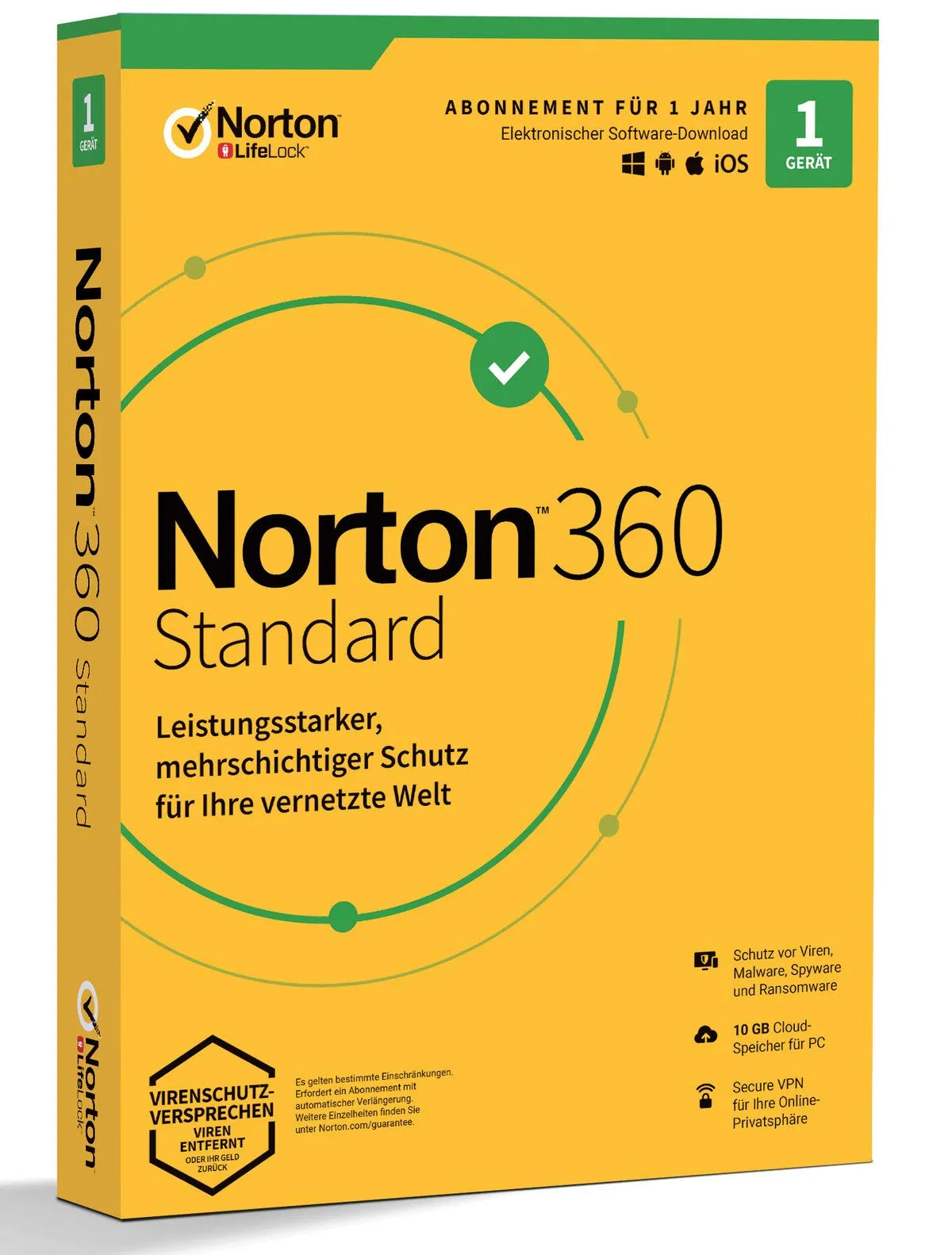 Symantec Norton 360 Standard 1 User (1 Dispositivo) / 1 Jahr 10GB Piattaforma di Sicurezza Cloud