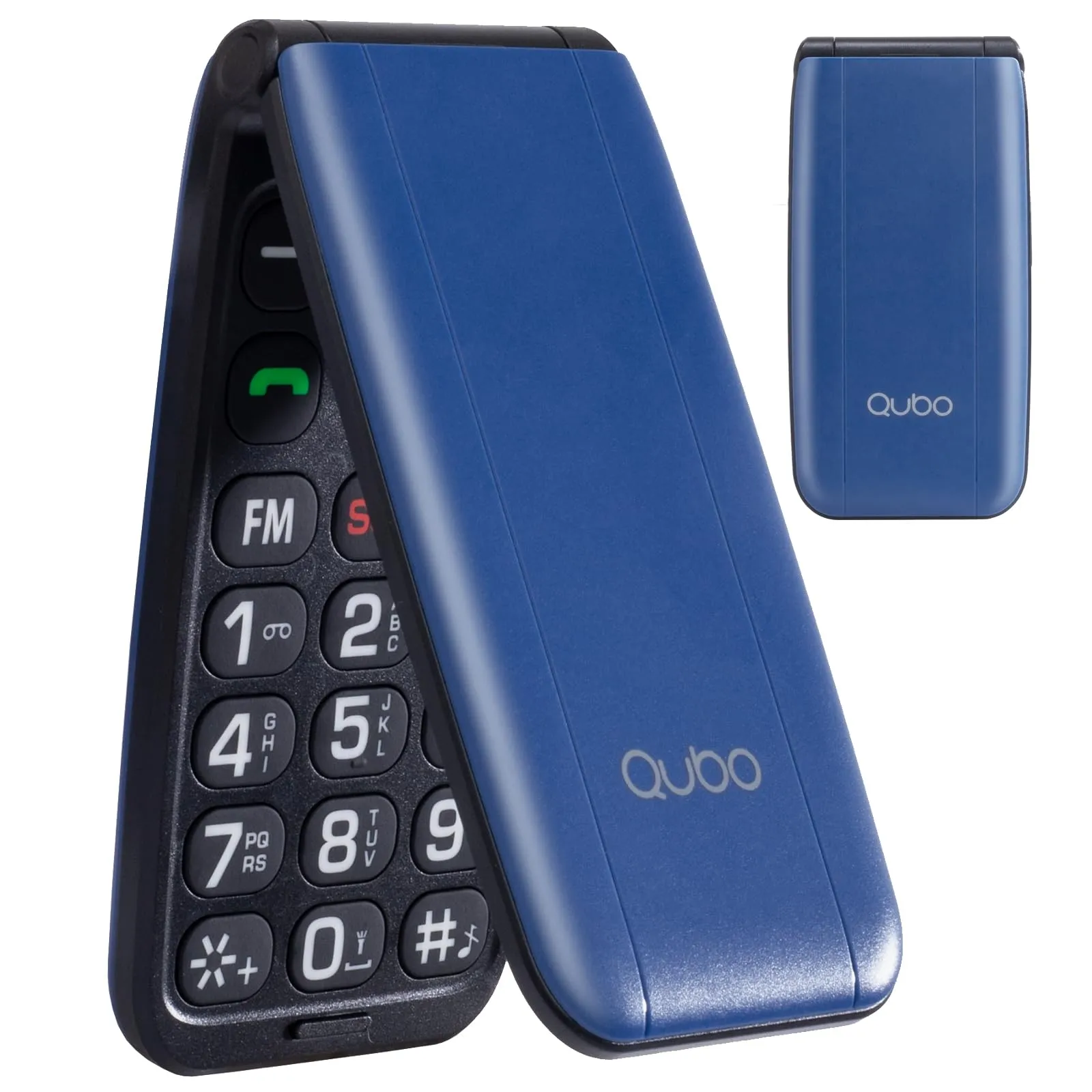 Qubo Flip Telefono per anziani GSM, Cellulare per anziani, Display da 2,4'', Volume alto,Funzione SOS, Supporto Dual SIM,Chiamata rapida, Radio FM, Torcia elettrica,Rosso