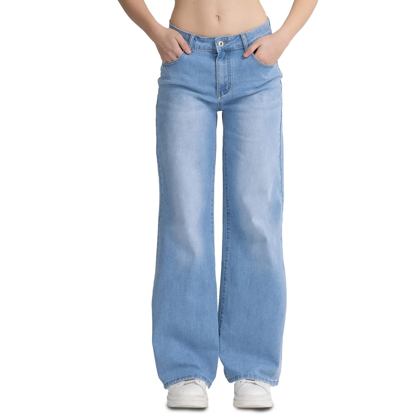 vittorio y Jeans Donna Vita Alta Larghi Baggy Wide Leg Fit Jeans (IT, Testo, S, Regular, Regular, Denim)