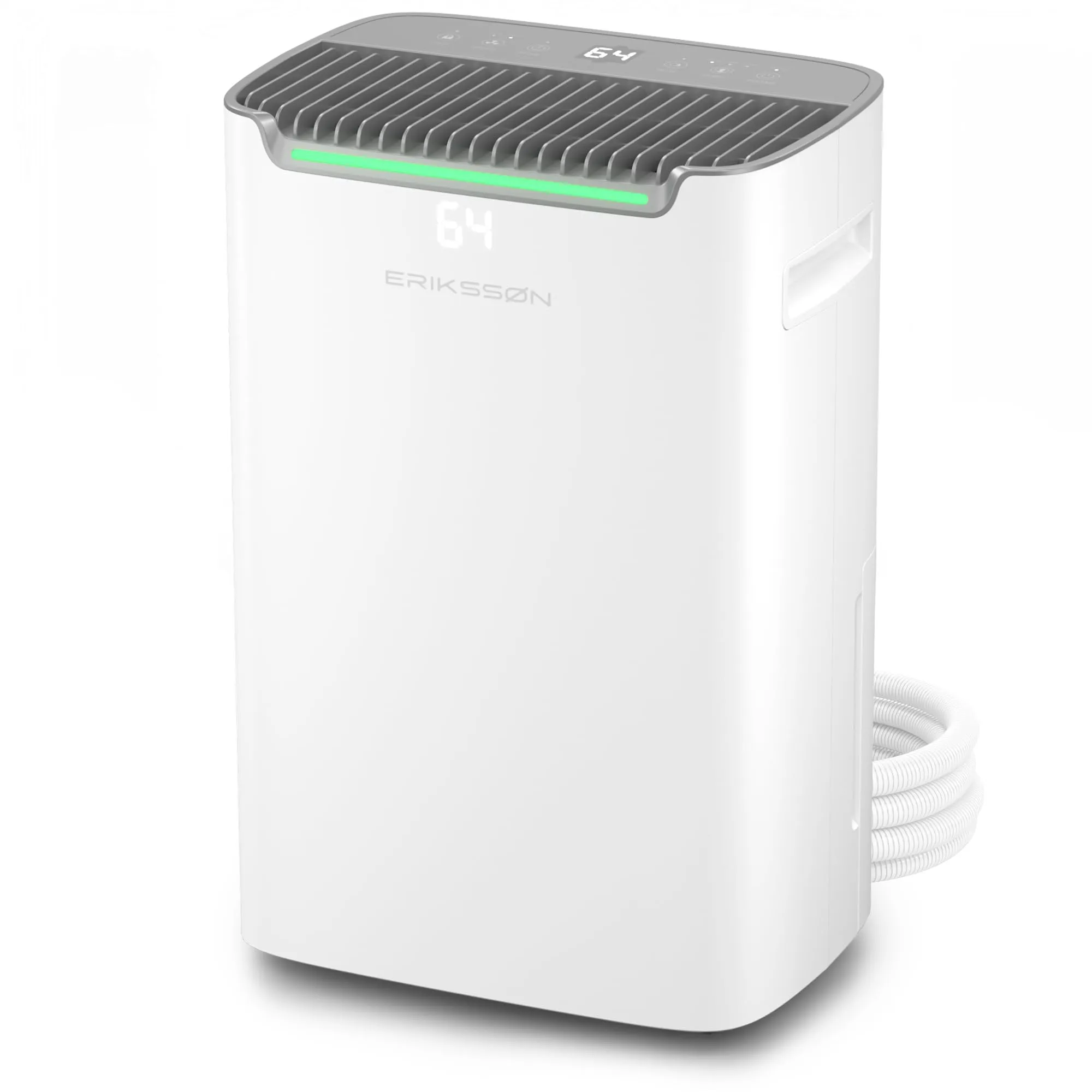 Erikssøn Deumidificatore con display LED, timer e blocco bambini - rimuove 20 litri di umidità ogni 24 ore - per stanze di circa 80 m² (175 m³) - risparmio energetico con sensore di umidità
