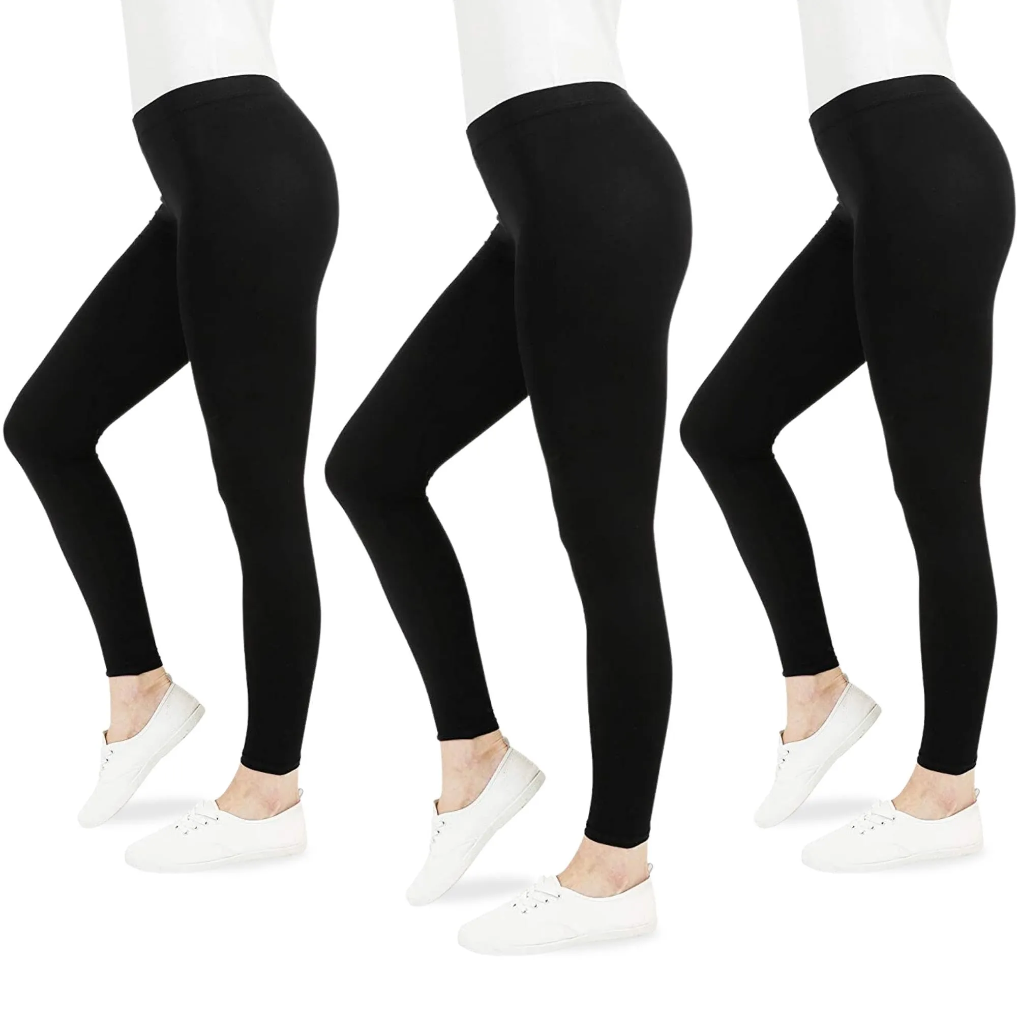 FM London Pacchetto da 3 Leggings Donna, Leggins Opachi per Donna, Nero, M