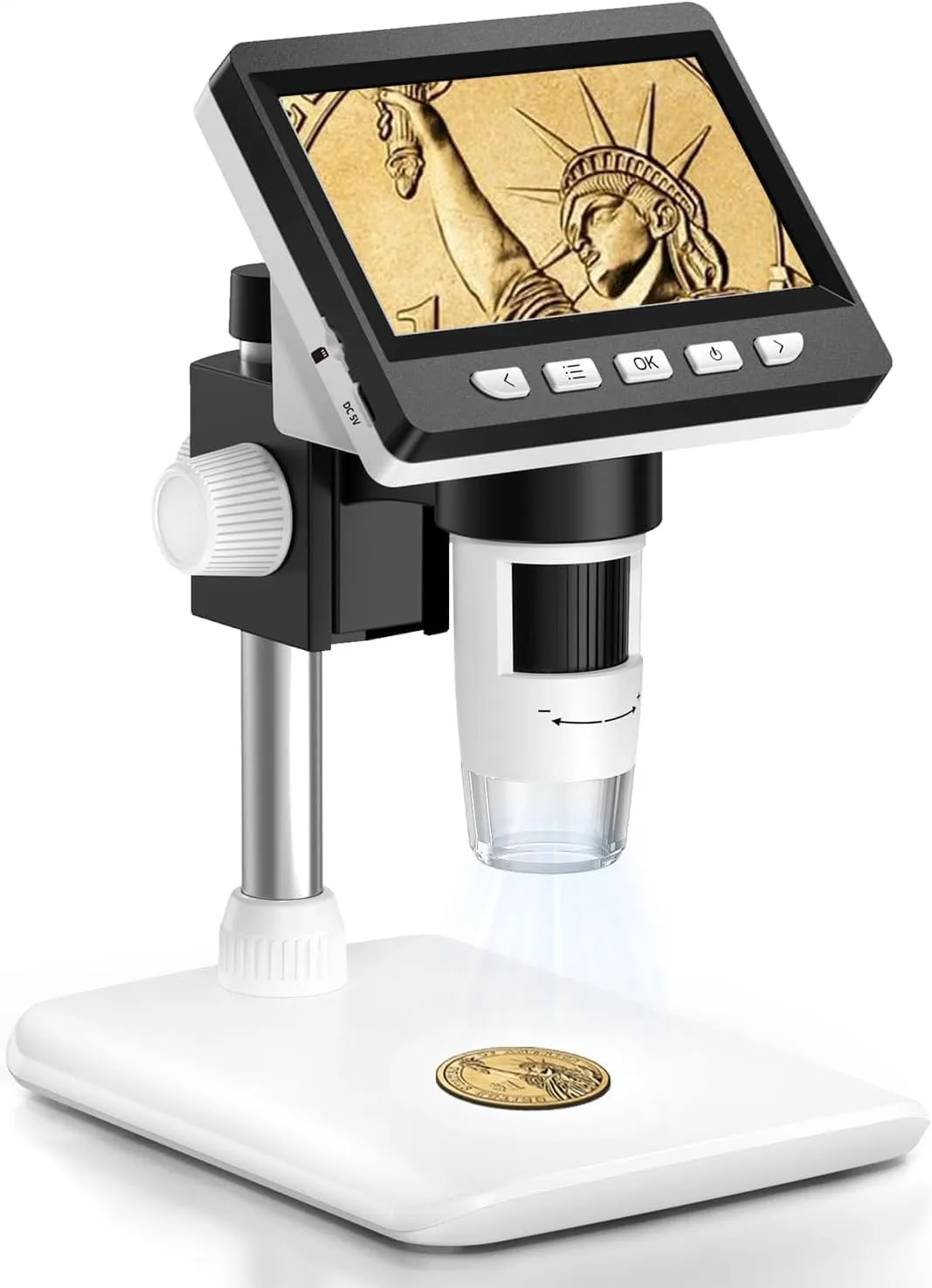 Microscopio Digitale Portatile da 4,3 Pollici 1080P con 8 Luci LED Regolabili, Microscopio USB 50-1000X per Bambini/Adulti, Vista PC, Compatibile Windows/MacOS - Nero