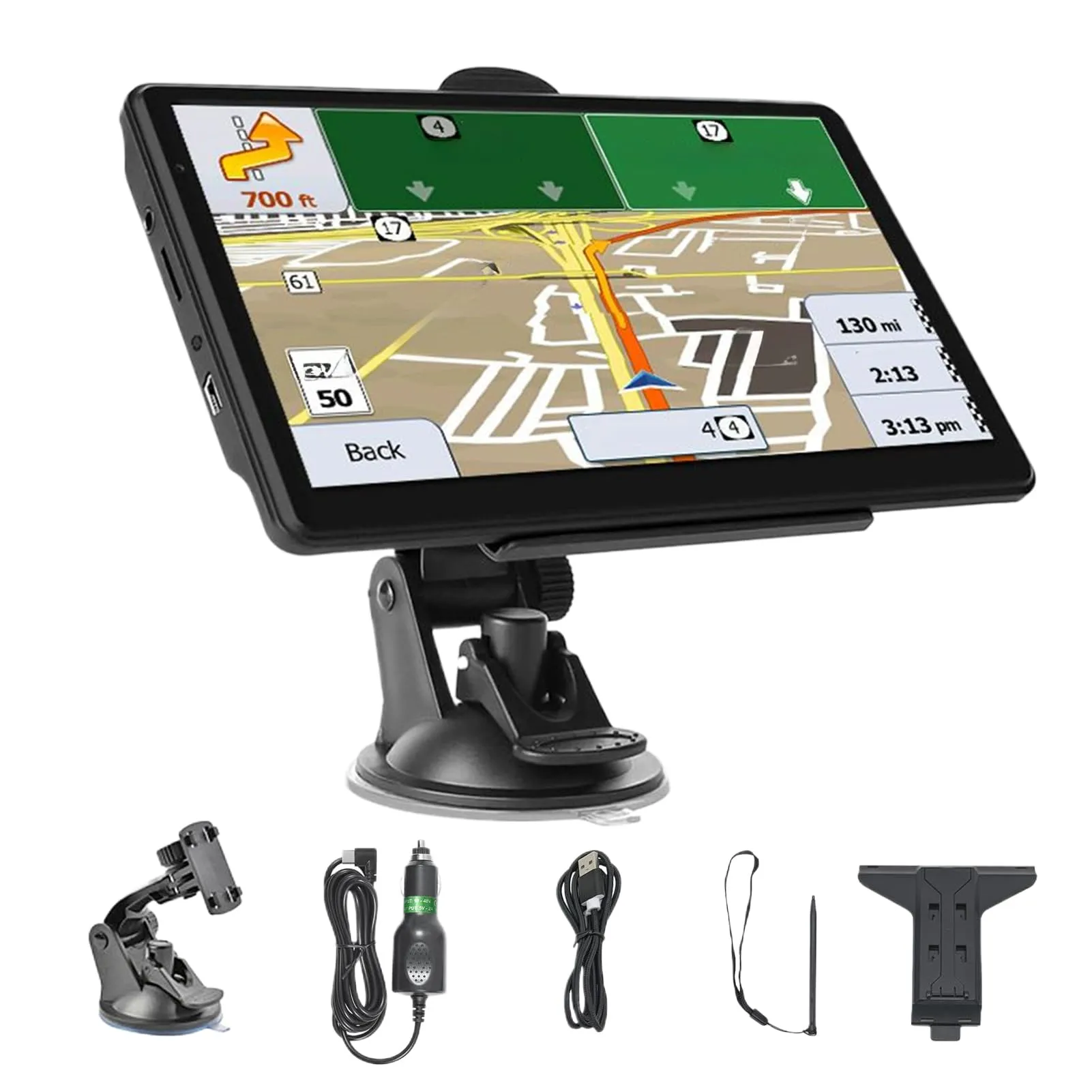 Navigatore satellitare da 17,8 cm per Auto, navigazione GPS H;D con mappe di Regno Unito ed Europa, Assistenza di orientamento di carreggiata, aggiornamenti gratuiti, ricerca del codice postale, guida