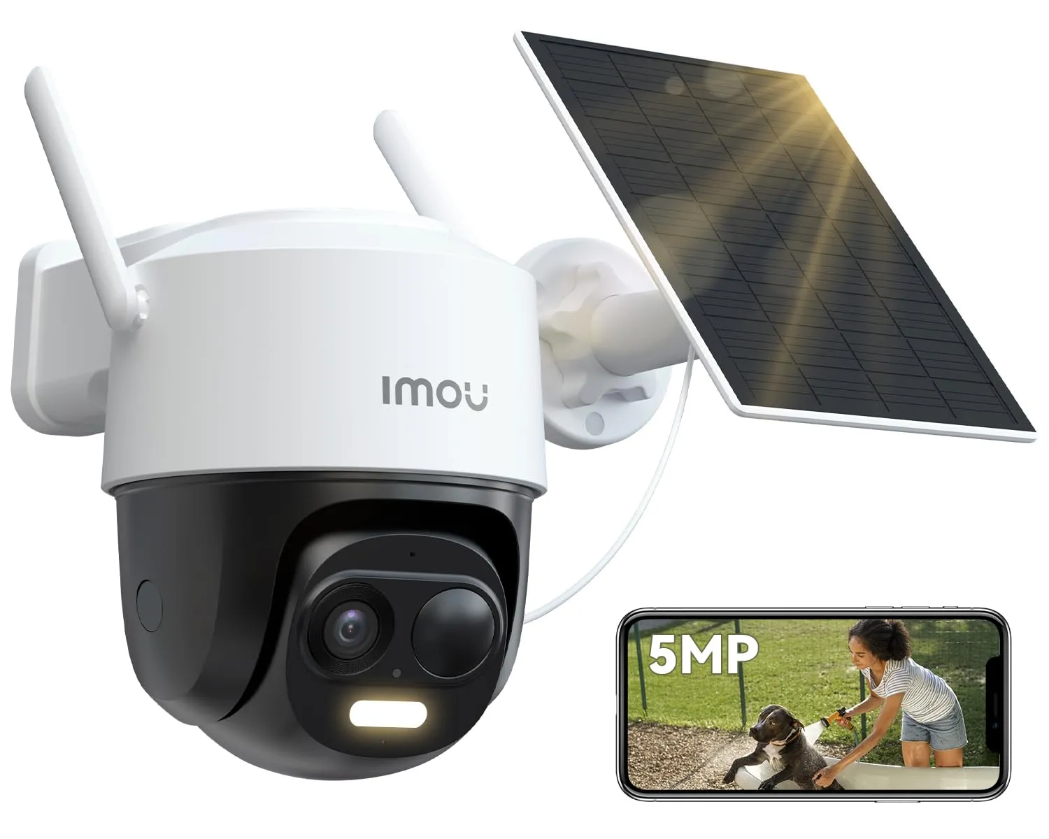 Imou 5MP Telecamera WiFi Esterno Senza Fili con Pannello Solare, Videocamera Sorveglianza Wi-Fi Esterno a Batteria 5000mAh, Rilevamento PIR&Umano, Visione Notturna a Colori, Audio Bidirezionale, IP65