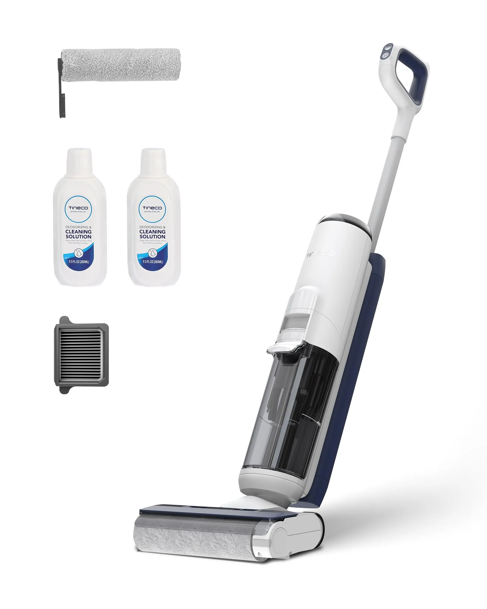 Tineco FLOOR ONE S6 Stretch Lite Aspirapolvere e Liquidi, Piatto a 180°, Design Compatto da 13 cm, Autopulente, Lunga Durata, Pulizia dei Bordi su Entrambi i Lati, Flessibilità di Pulizia Migliorata