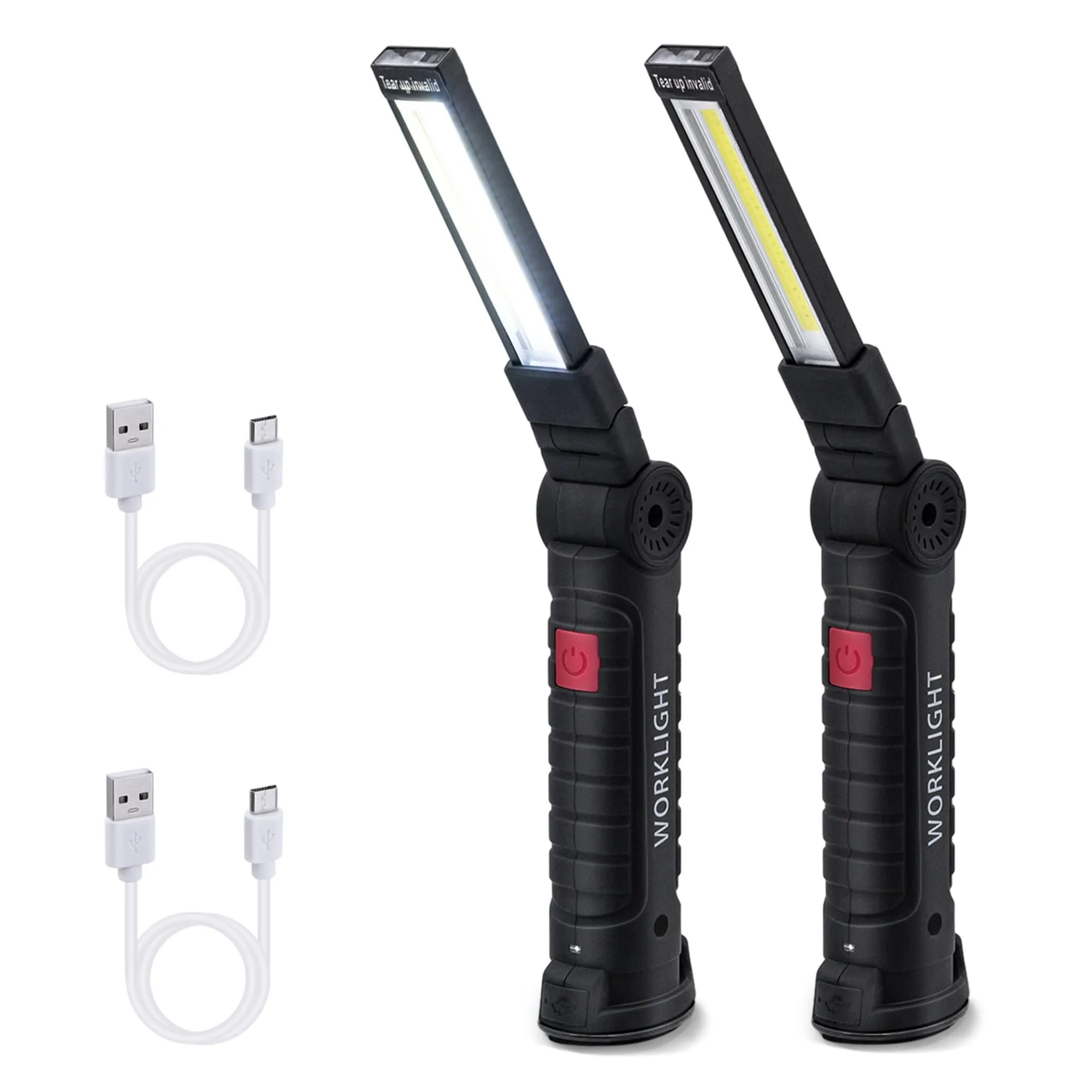 Tolesum 2 Pezzi Torcia Magnetica Ricaricabile,Usb Cob Lampade Di Ispezione,Portatile Con Gancio Appeso, Torcia 5 Modalità Lanterne Per Campeggio Esterna Autofficina Lampada,Riparazione Auto Emergenza