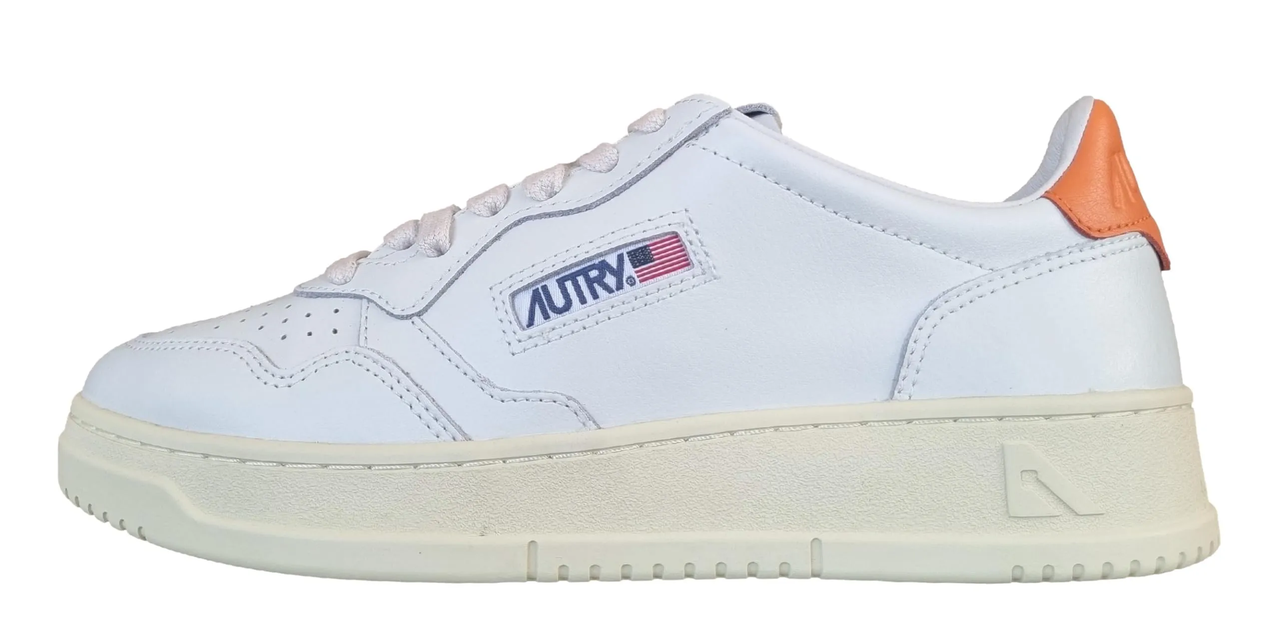 AUTRY Scarpe Sneakers Unisex in Pelle LL26 Bianco e Arancione (Sistema Taglie Calzature EU, Adulto, Numero, Media, 41)
