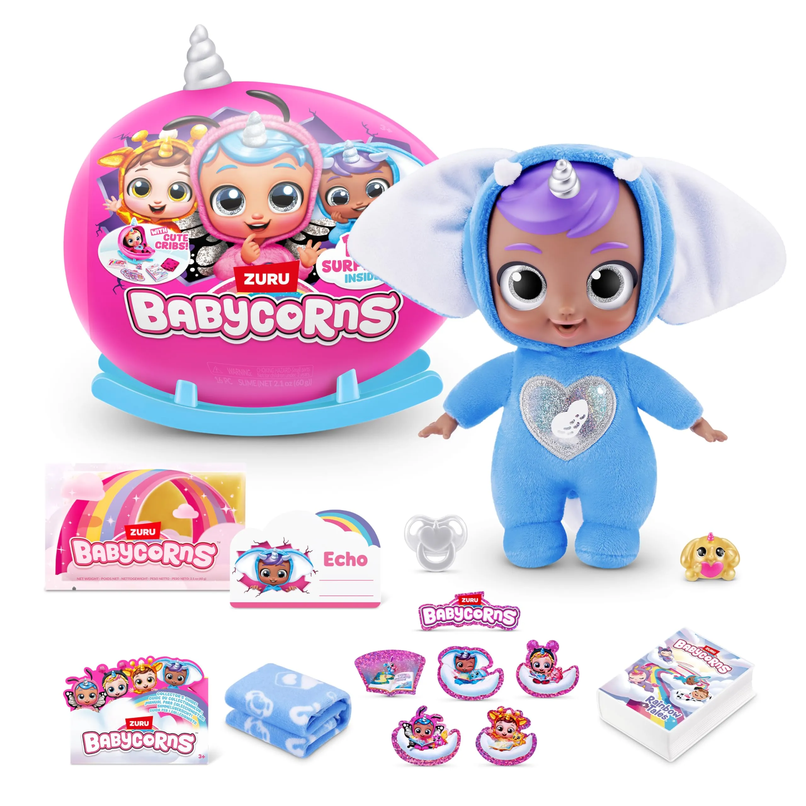 Babycorn Bambolina interattiva Serie 1 Small, 24 cm, di ZURU bamboline magiche, sorpresa, spacchettare, storia, bambine, bambola, Elephant, Echo