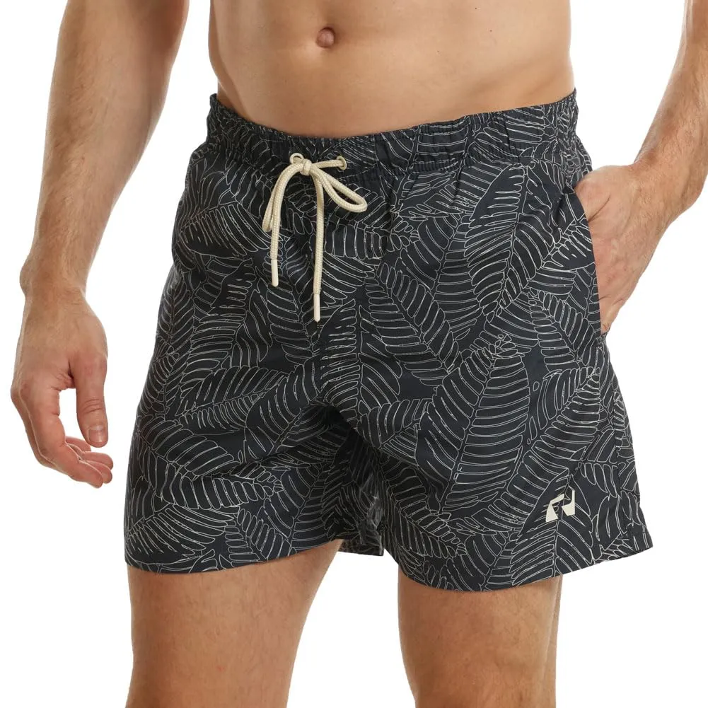 RIPT Performance Uomo Pantaloncini da bagno a rapida asciugatura con protezione solare UV 50, Stampa a foglie della marina, L
