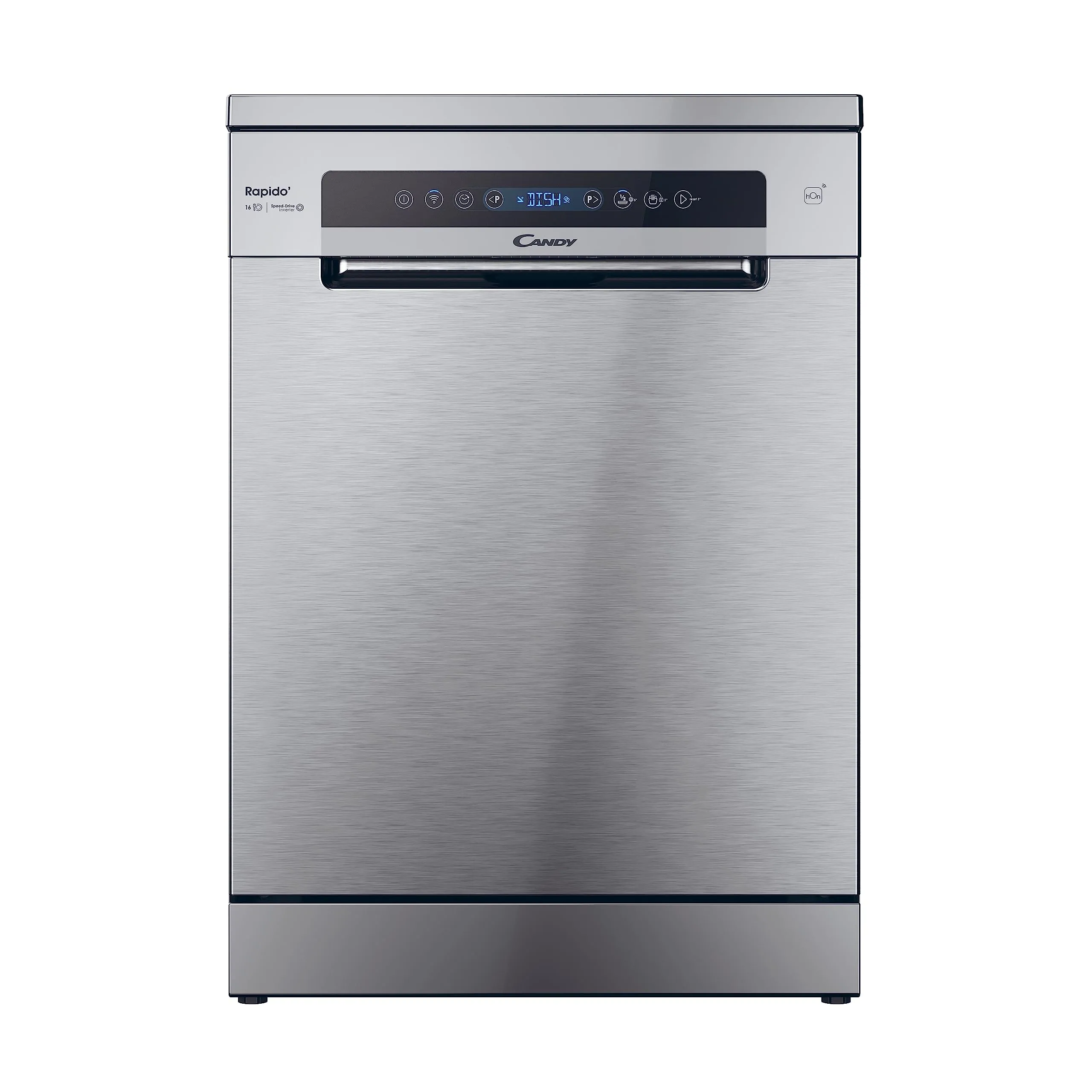 Candy RapidÓ CF 6C4F1X Lavastoviglie, 16 Coperti, Wi-Fi + BLE, Connesso, 8 Programmi, Smart Basket e Smart Door, Classe C, 59,7x59,8x82 cm, Inox