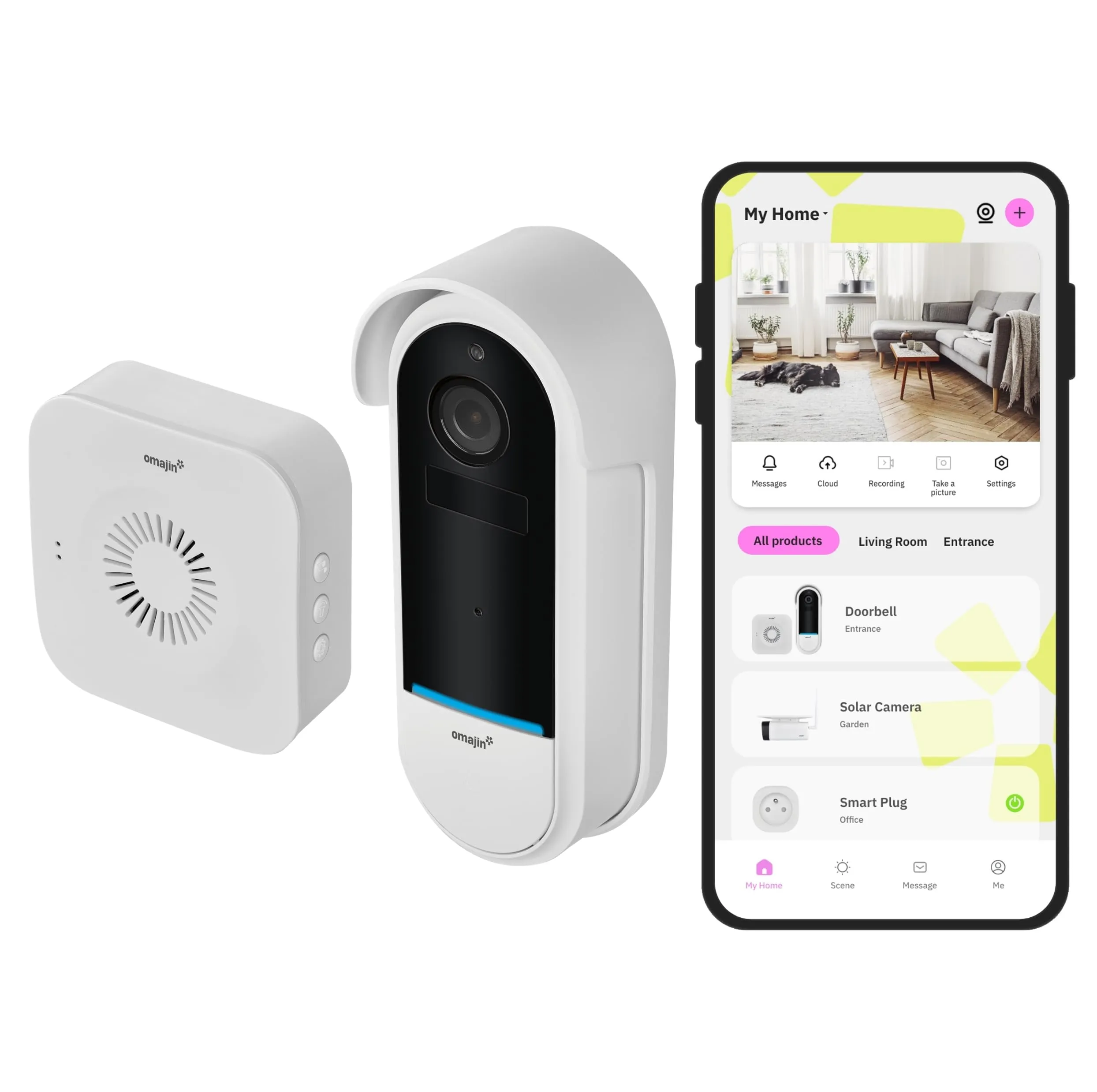 omajin by Netatmo Campanello Intelligente 2K wireless, batteria, suoneria inclusa, rilevamento movimenti/persone, IP65, monitoraggio zone, audio bidirezionale, archiviazione SD/Cloud, OVD-01