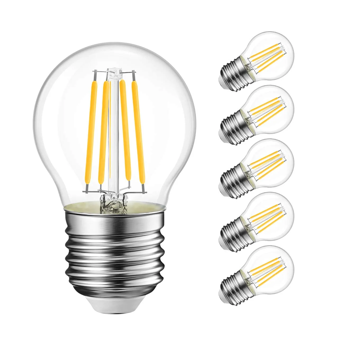 LVWIT Lampadine LED E27 Luce Calda 2700K, Lampadina LED Filamento 4W Equivalenti a 40W, 470LM, Lampadine Luce Calda, Mini Globo G45 Stile Vintage,Risparmio Energetico,Non Dimmerabile, Pacco da 6 Unità