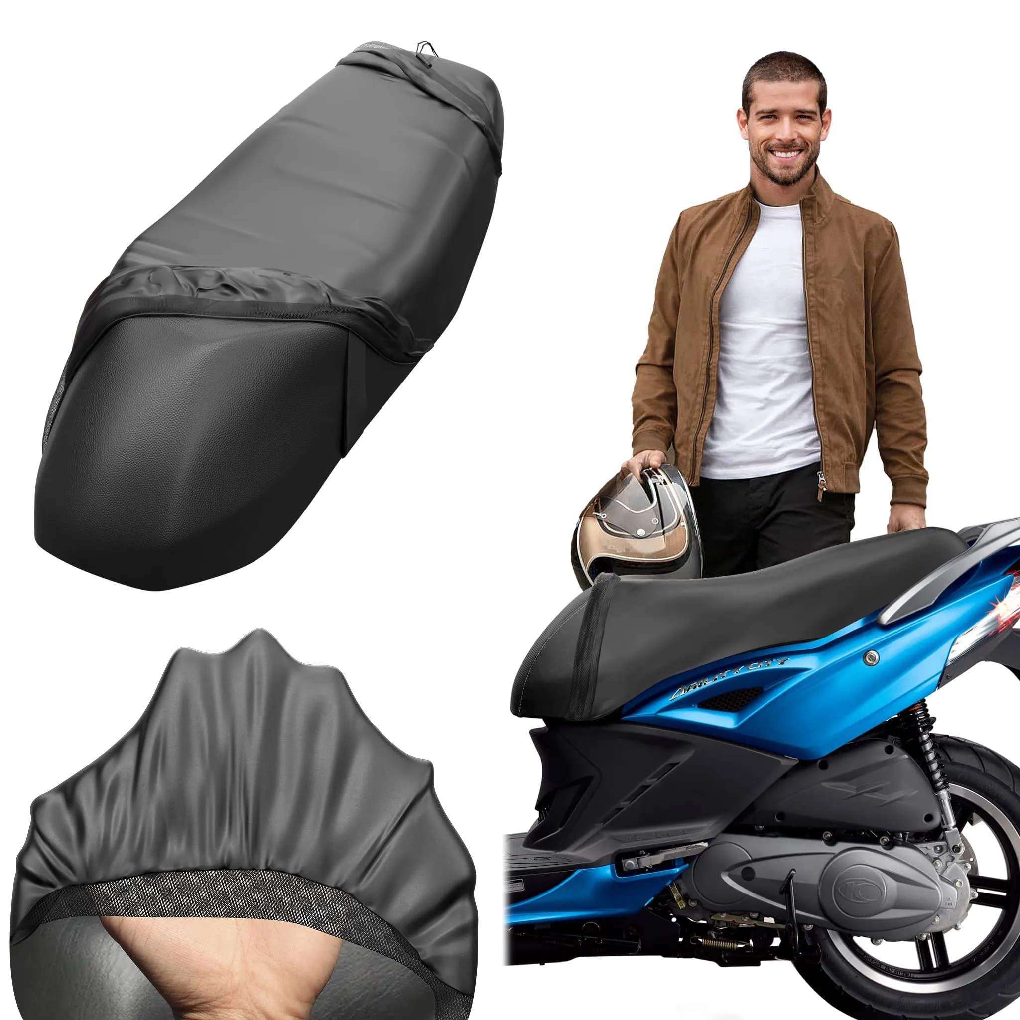 LLAVEROSMOTOR.ES Coprisella Moto Taglia L per Selle da 65 a 75 cm | Antiscivolo e Antigraffio, Resistente all'Usura, Elastica, Traspirante, Protezione da Pioggia e Sole, Per Moto e Scooter
