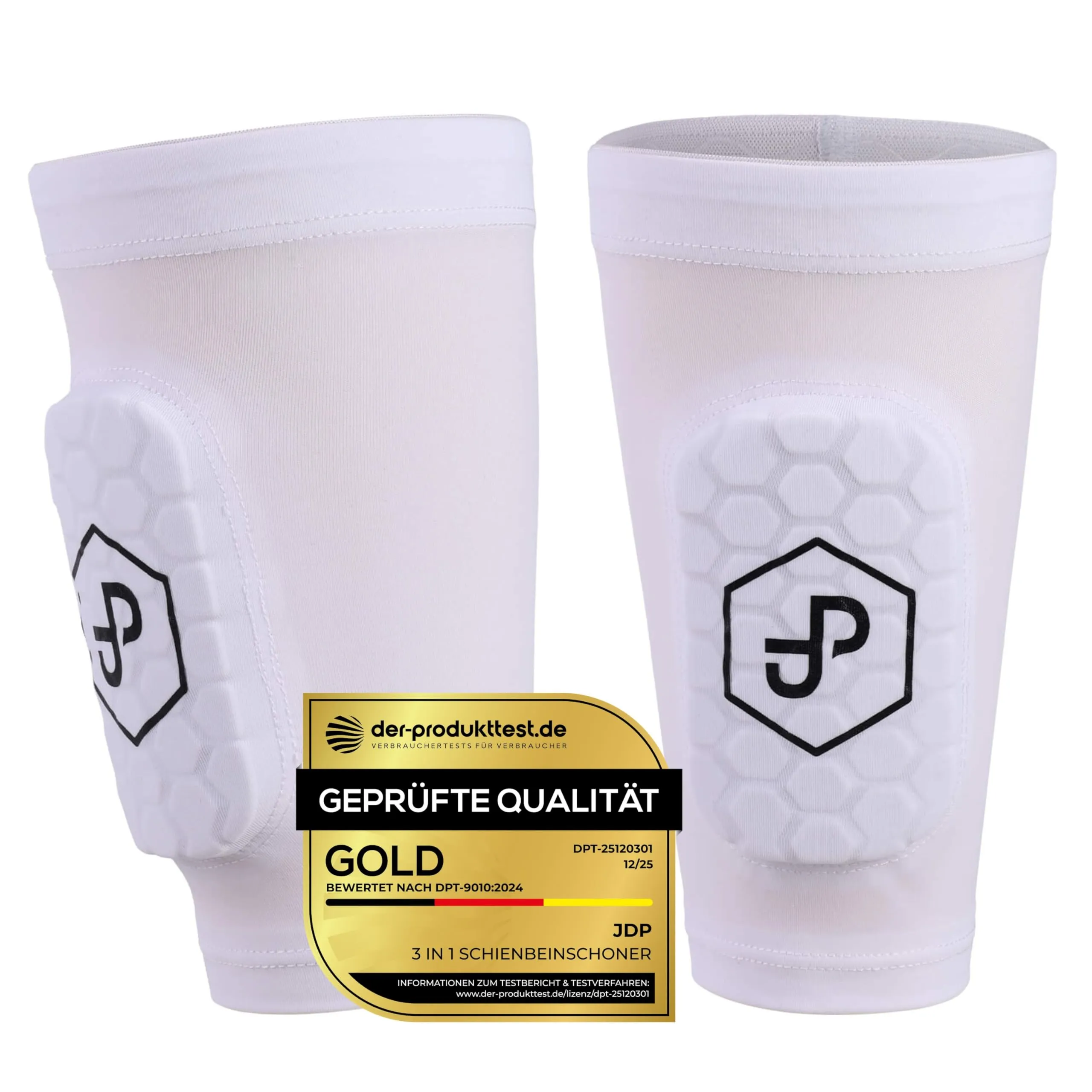JDP Premium 3 in 1 parastinchi con parastinchi integrato (dimensioni pad 10 x 6 cm), parastinchi di alta qualità con calzettoni da calcio, parastinchi da calcio, per uomo e donna e bambini