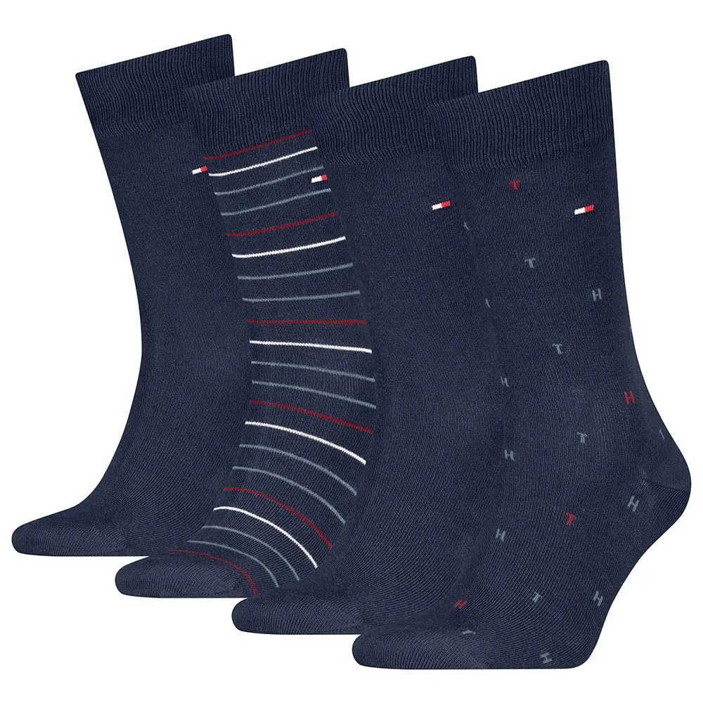 Tommy Hilfiger Tin Giftbox Classic Sock, Blu Navy, 43-46 (Pacco da 4) Uomo