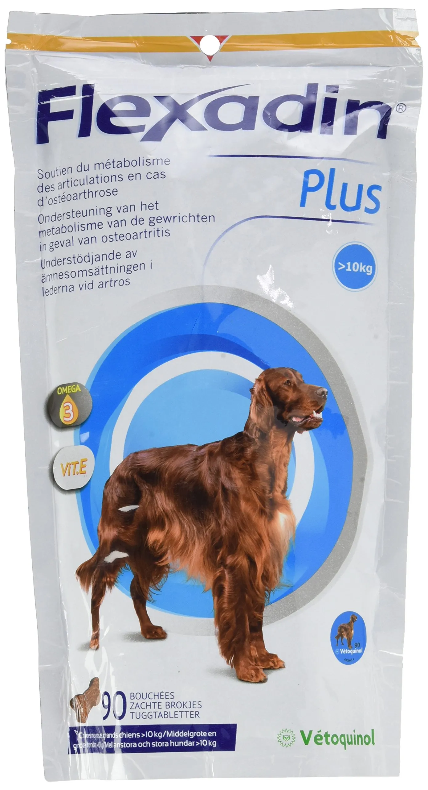 Vetoquinol Flexadin Plus - Antiossidante per Cani di Taglia Media e Grande (più di 10 kg)