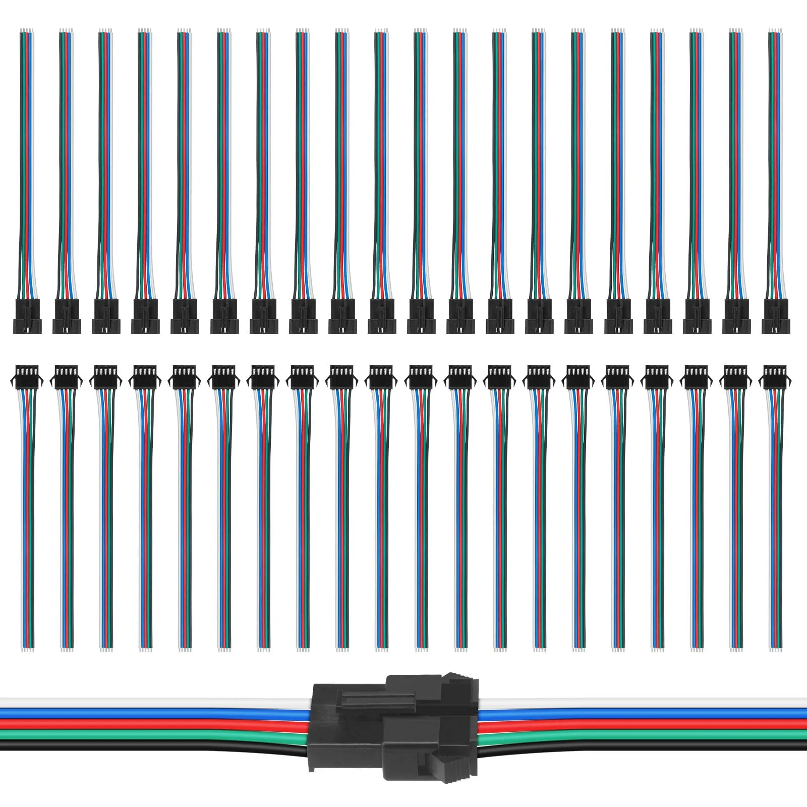 VIPMOON 20 Paia JST SM 5 Pin Connettore, 22 AWG JST 5 Pin Adattatore Micro Elettrico Spina, Connettore Maschio e Femmina con 150mm Cavo per Strisce LED RGBW