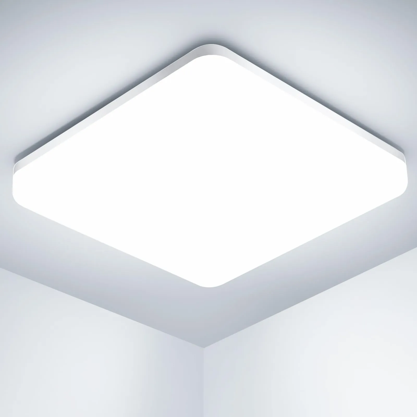 Plafoniera LED Soffitto Quadrata 20W, Lampada da Soffitto Moderno 6500K 2000LM Plafoniera Bagno IP44 Impermeabile Lampadario LED Luce Soffitto per Ufficio, Camera da Letto, Cucina, Soggiorno, Balcone