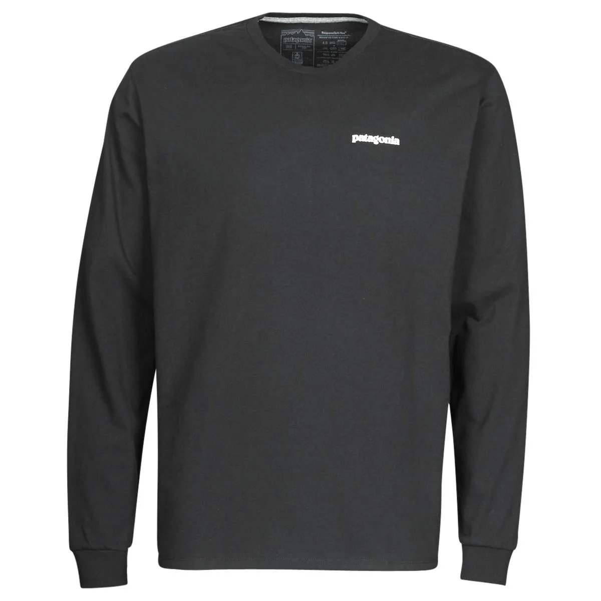 Patagonia, Long-Sleeved P-6 Logo Responsibili-Tee®, Maglia Maniche Lunghe, Nero, L, Uomo