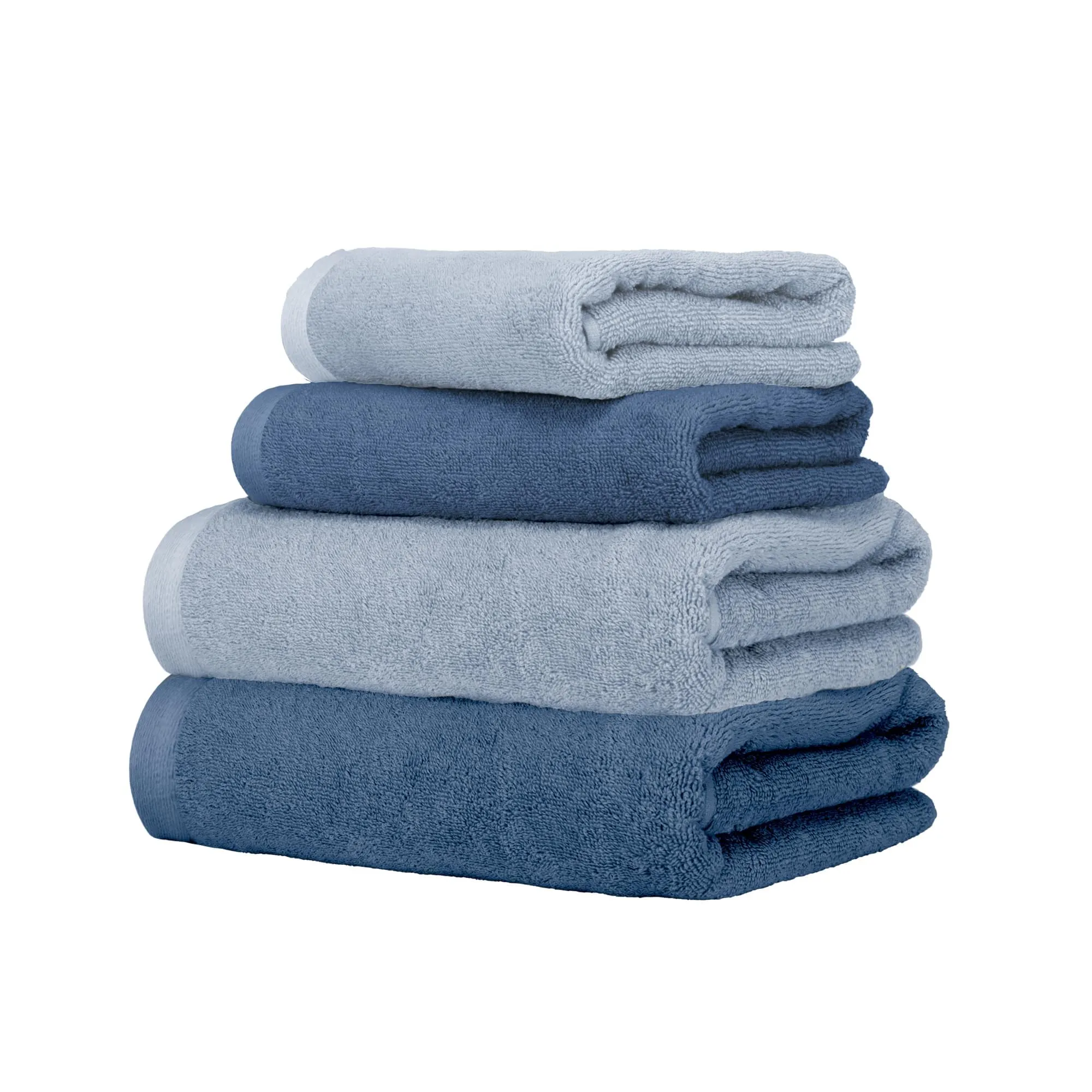Ruggeri - Set Asciugamani 2 + 2 | Viso + Ospite | 100% Cotone Extra Morbido 500 gr - Let's Color! (Azzurro e Blu)