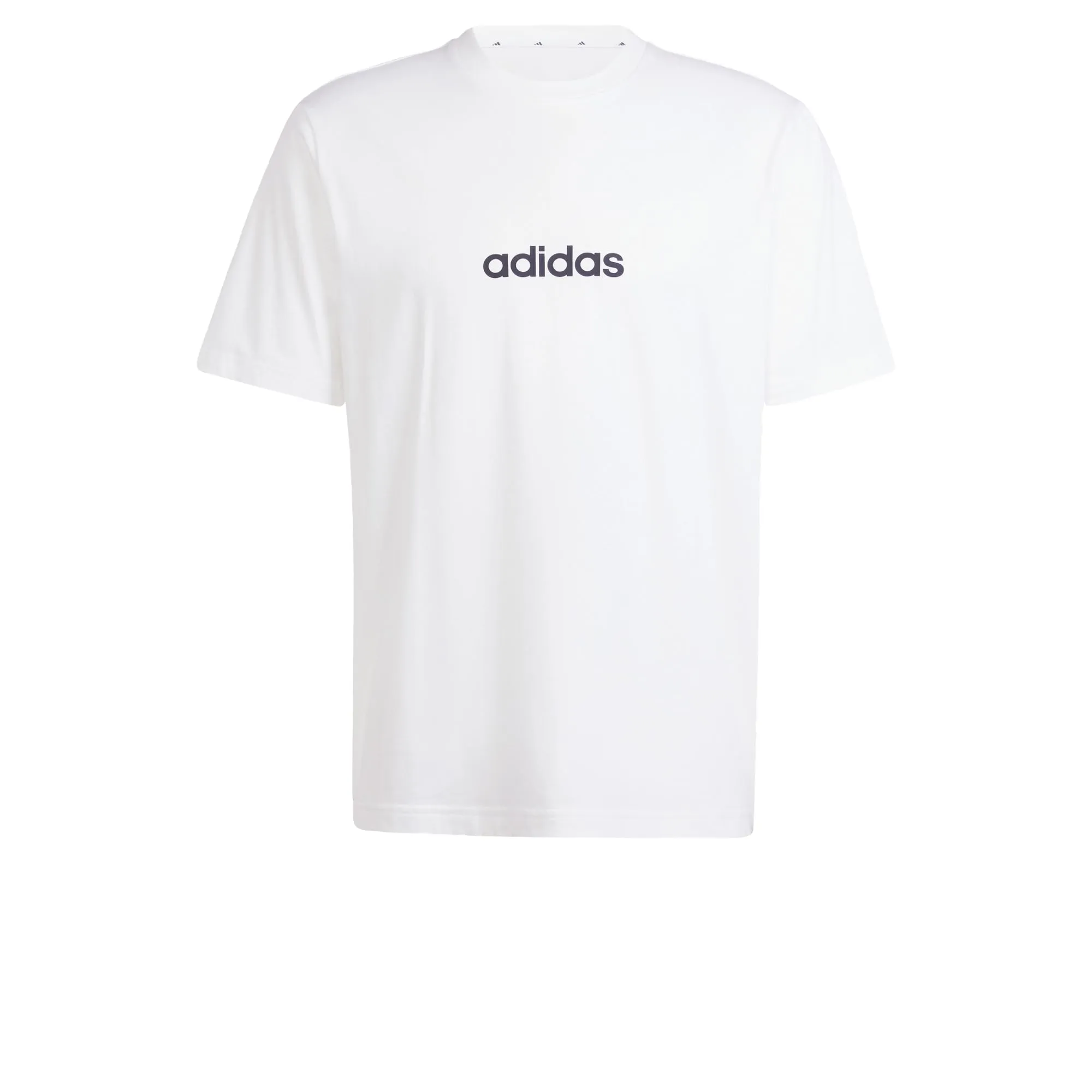 adidas Uomo Essentials Linear Single Jersey Tee, White/Black, M