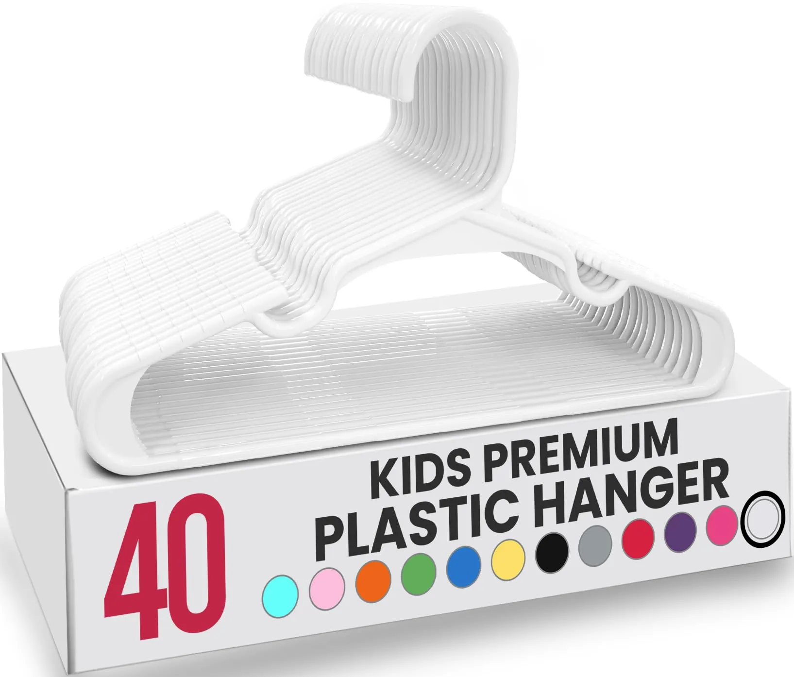 Utopia Home Appendiabiti per Bambini e Neonati, Pack di 40 – Grucce Sottili, Durevoli e Salvaspazio per Armadio e Cameretta, Perfette per Cappotti, Giacche e Vestiti, Bianco