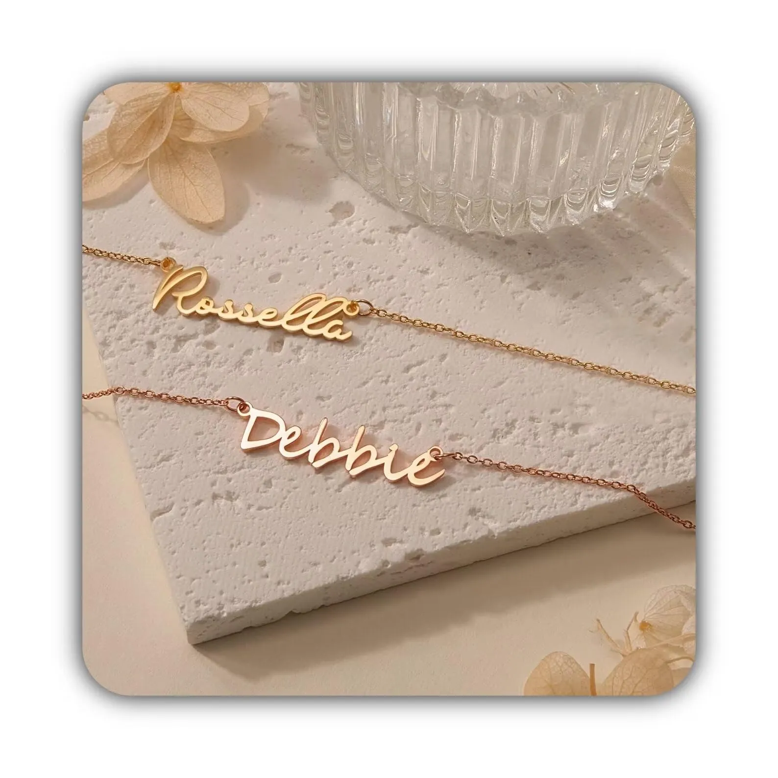 Collana personalizzata con nome placcata in oro 18 carati - Gioielli con nome personalizzati - Regalo perfetto per lei - Gioielli fatti a mano Regalo per la festa della mamma