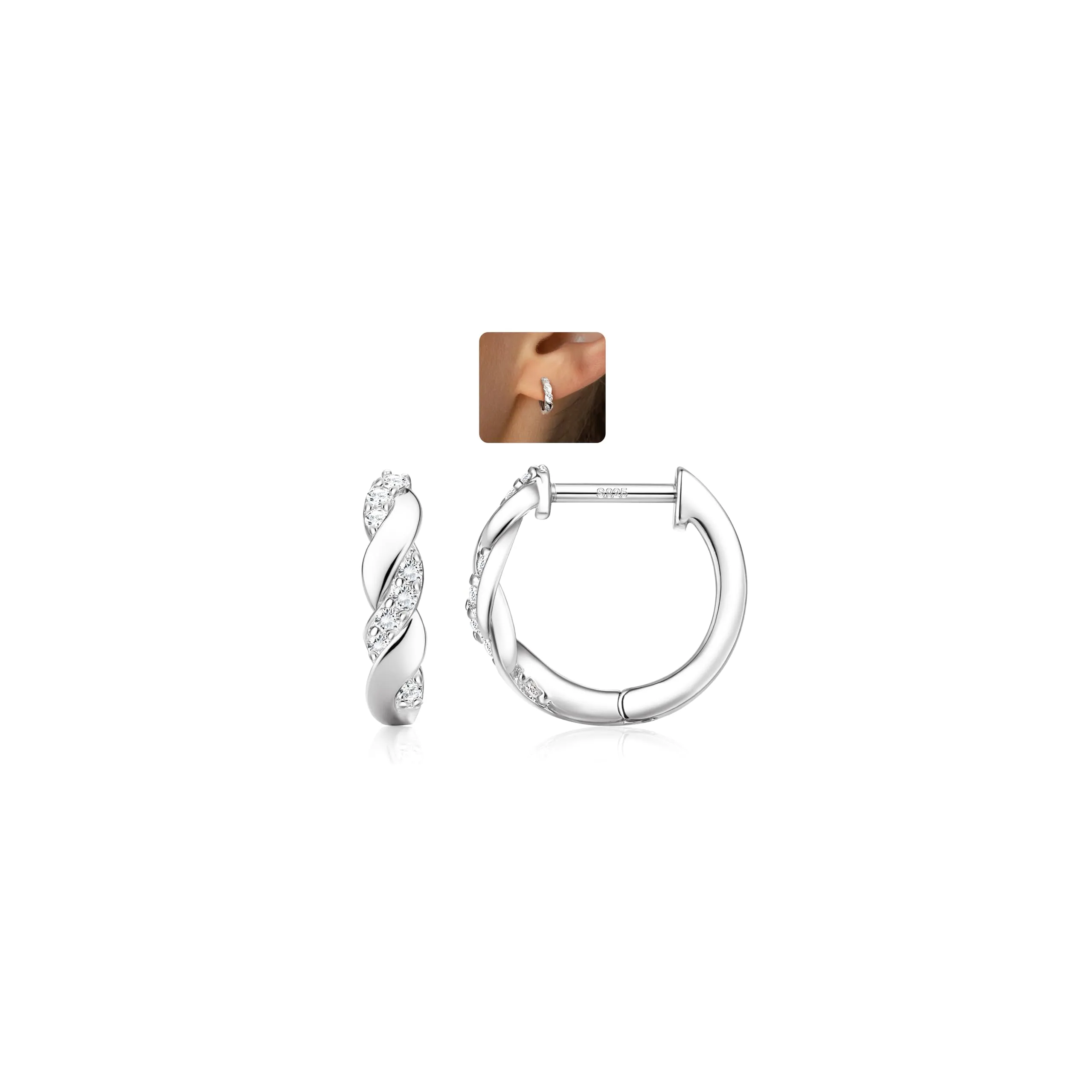 LOLIAS 14K Oro Hoops Orecchini Per Donne 925 Sterling Silver Ipoallergenico A Forma U Chunky Orecchini Oro Con AAA + CZ Huggie Orecchini Cerchio Piccolo Oro/Argento Orecchini Per Donne