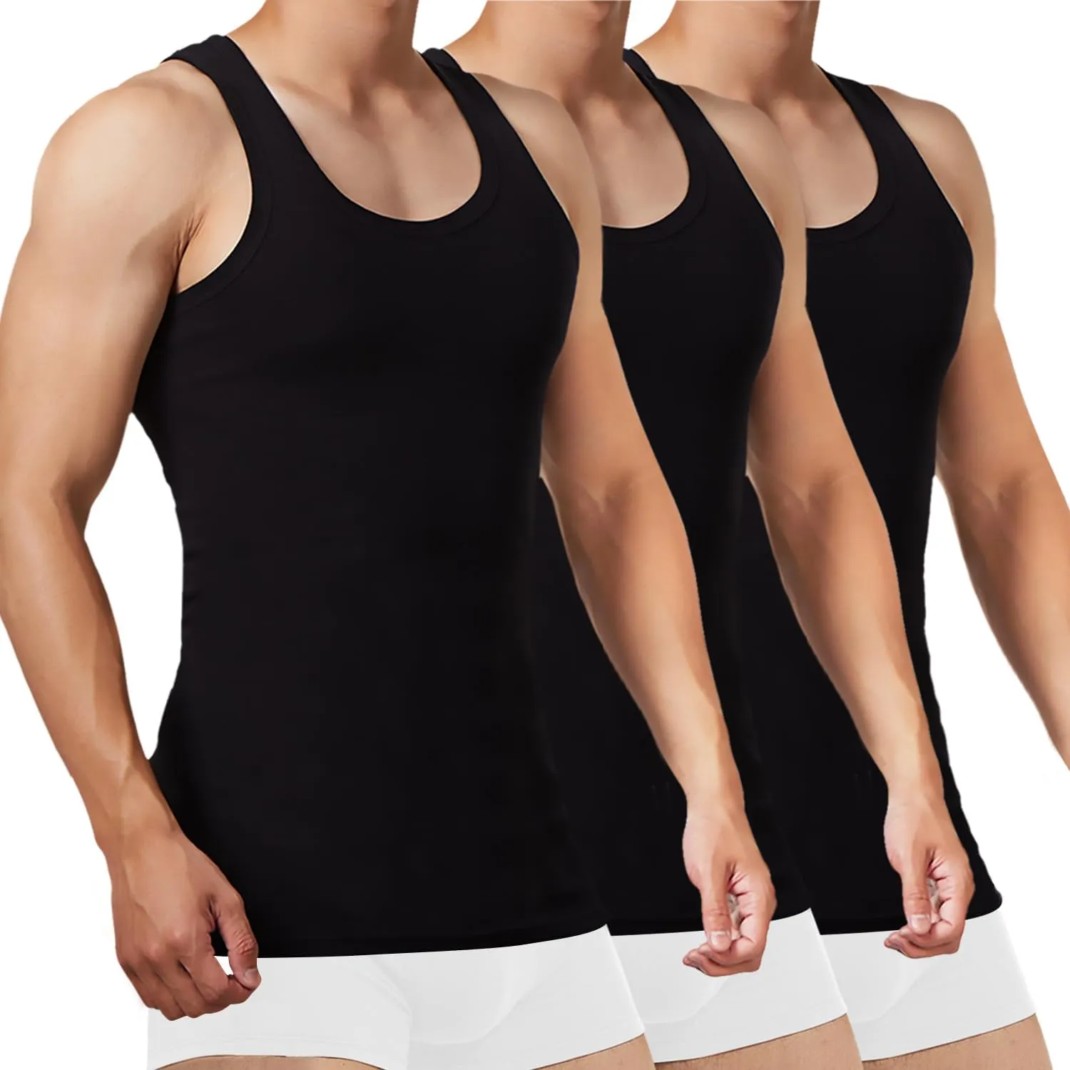 FALARY Canottiera Uomo Pacco da 3 Canotte Intime da Uomo 100% Cotone Canotte Sportive da Uomo Nero S