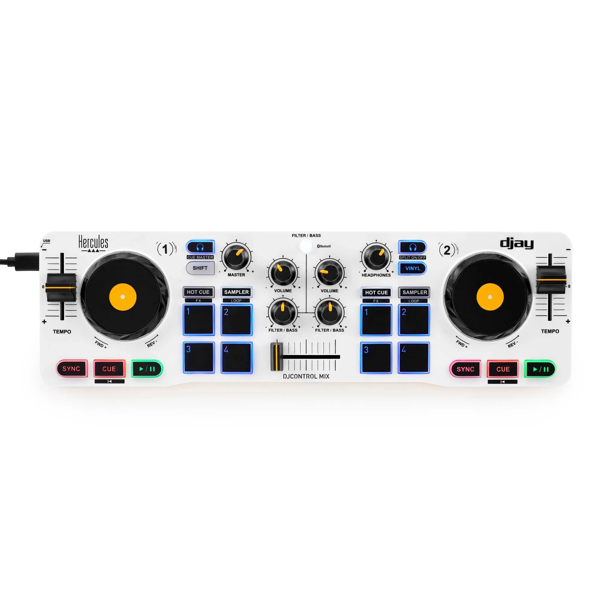 HERCULES DJControl Mix, Bluetooth Wireless DJ Controller for Smartphones – 2 Decks