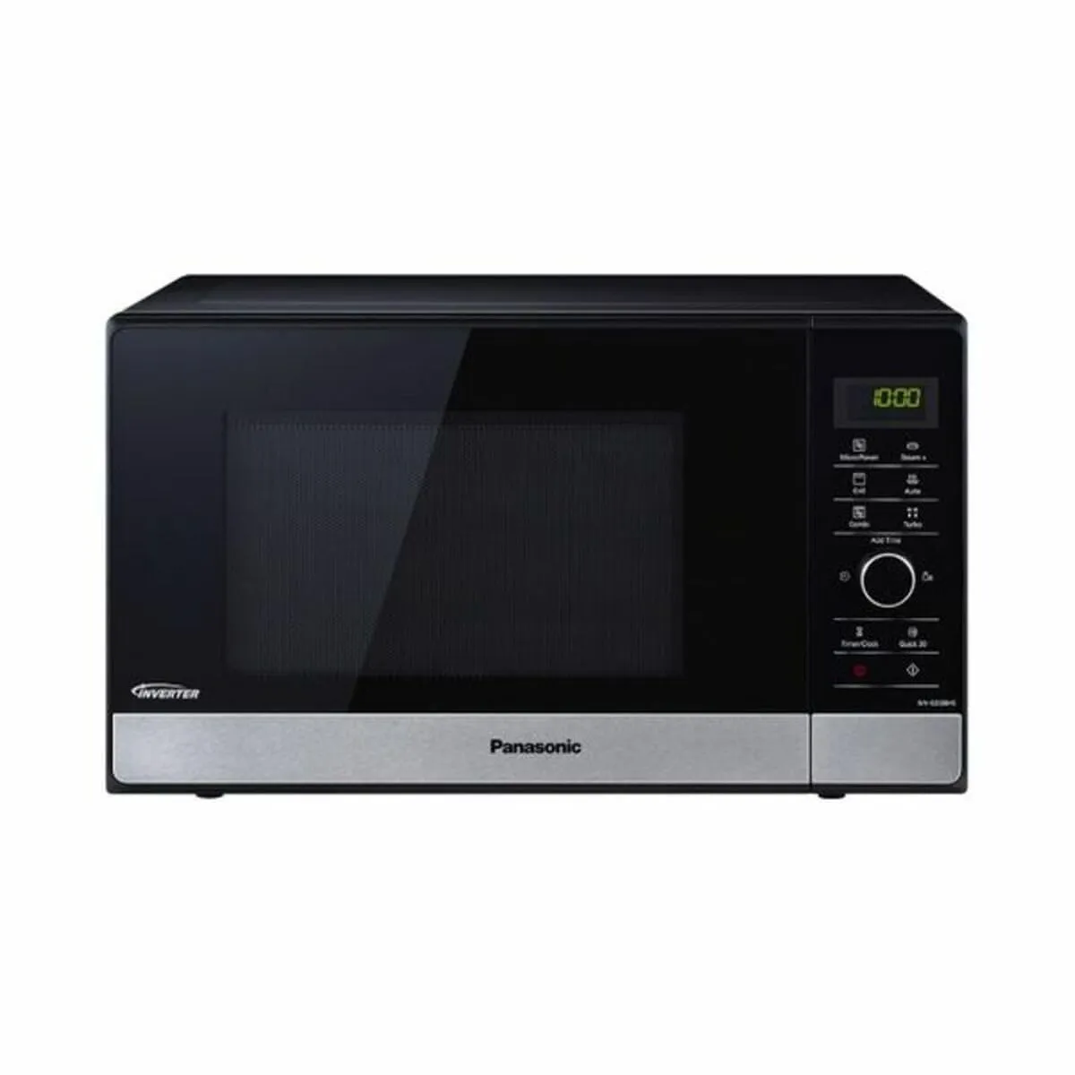 Panasonic NN-GD38HSSUG Forno Microonde Inverter e Grill con Piatto Rotante, 23 Litri, Acciaio Inox, 1000 W, Grill 1000 W, 17 Programmi Automatici, Griglia Metallica, Nero