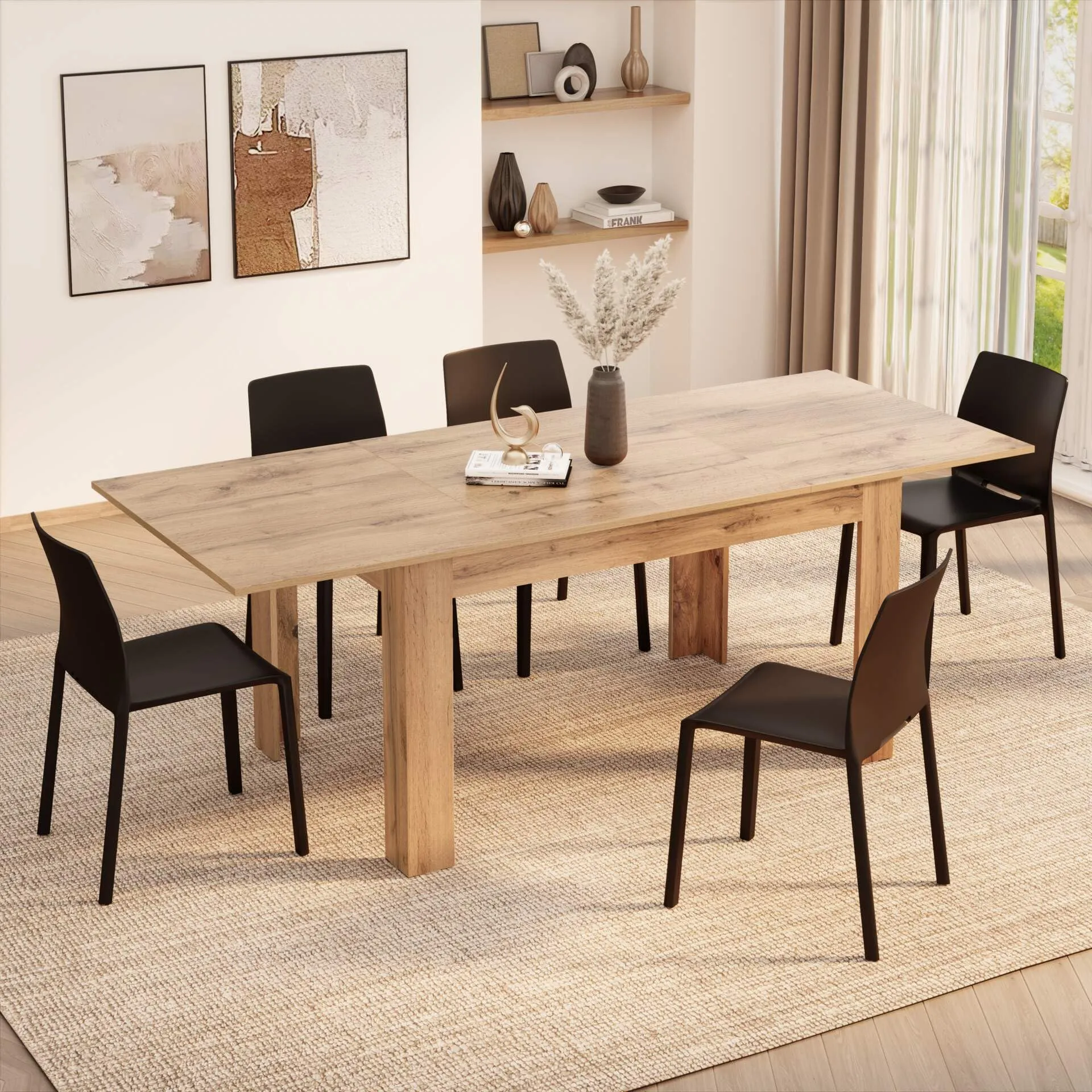 Mobili Fiver, Tavolo allungabile Cucina, Easy, 140(220) x90 cm, Rovere Rustico, per 6-8 persone, Tavolo Cucina, Made in Italy