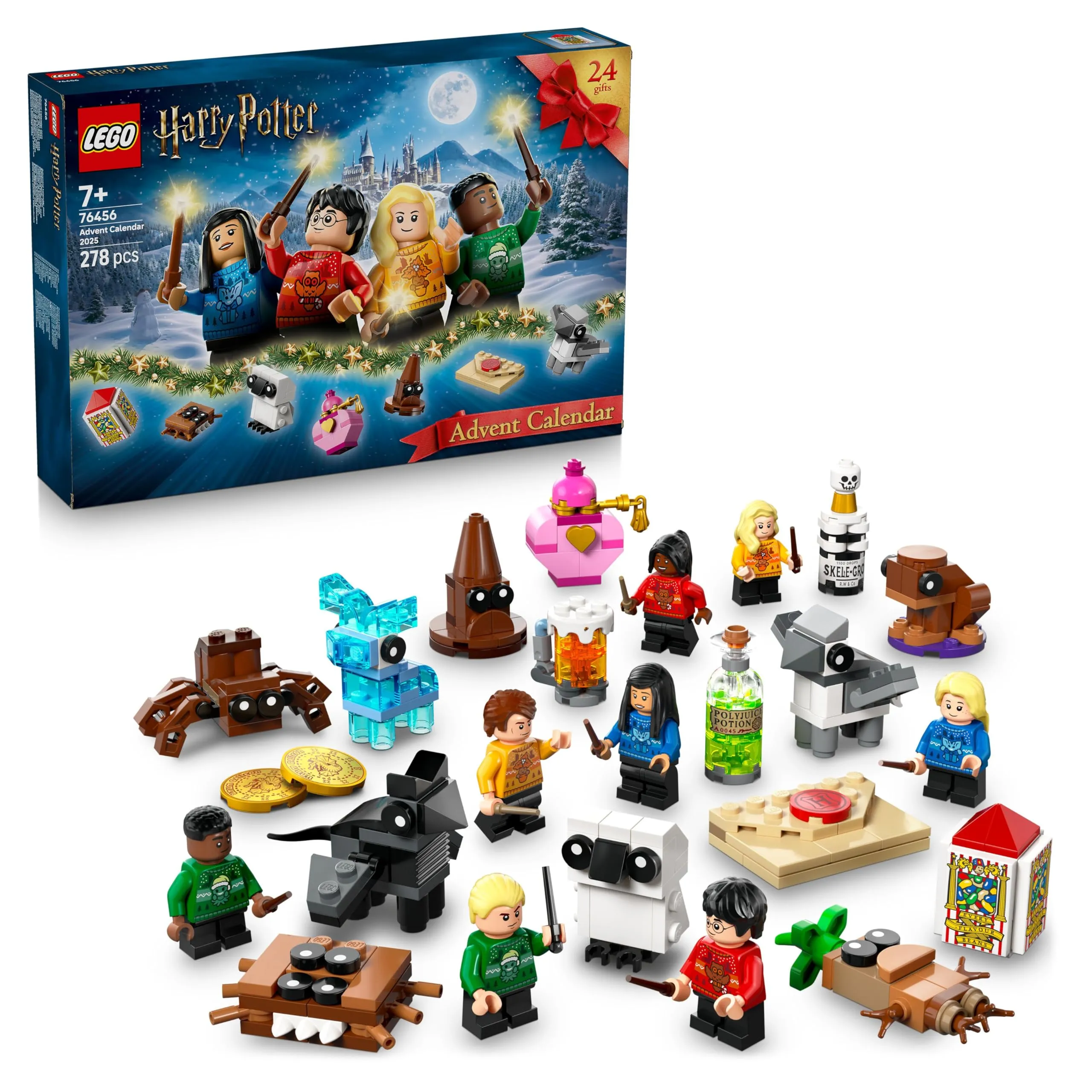 LEGO Harry Potter Calendario dell'Avvento 2025 per Bambini e Bambine da 7 Anni - Gioco per il Conto alla Rovescia di Natale con 24 Sorprese tra cui 8 Minifigure e Mini Modelli - Idea Regalo - 76456