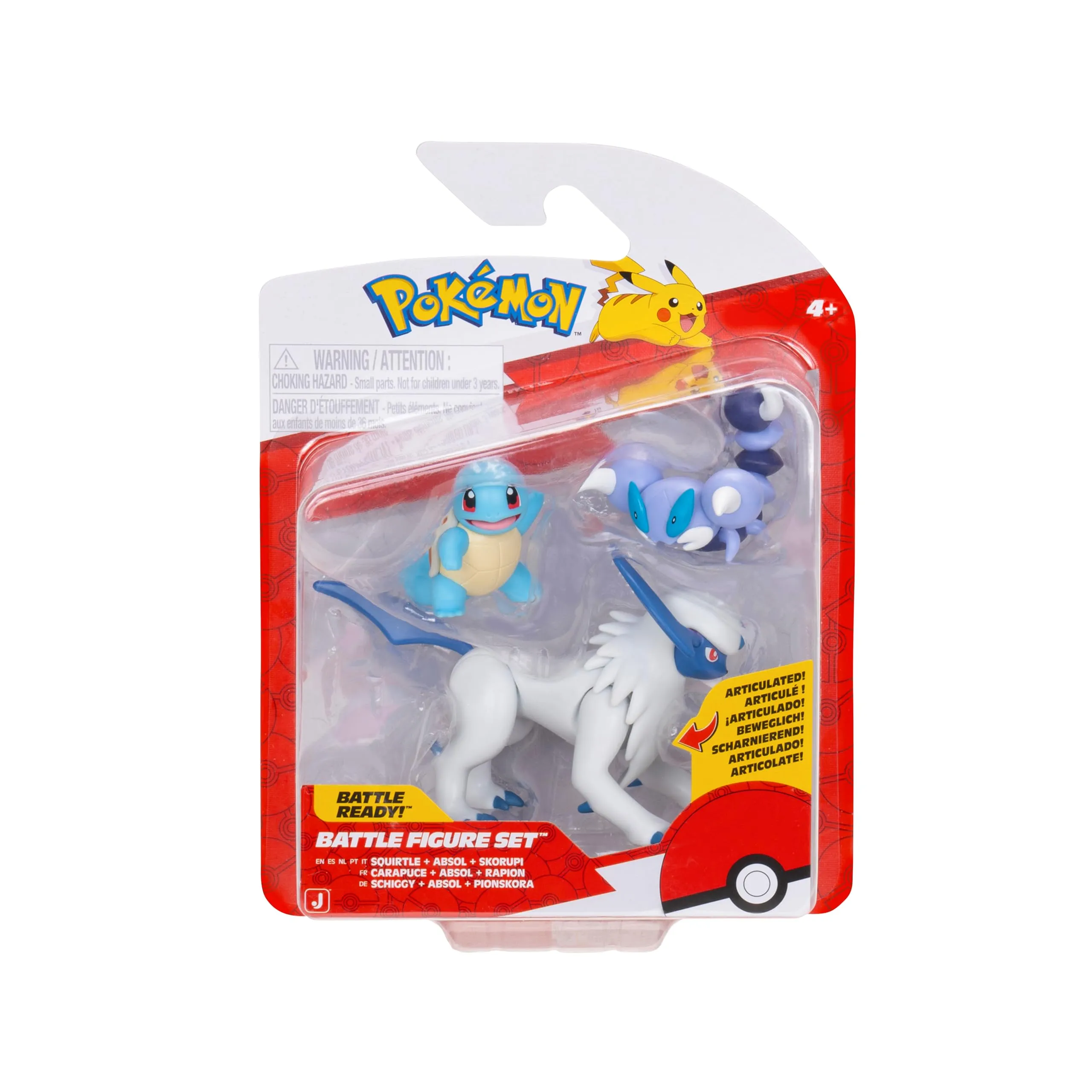 Pokémon Battle Figure Confezione da 3 – Include Squirtle & Skorupi da 5 cm e 7,5 cm Absol