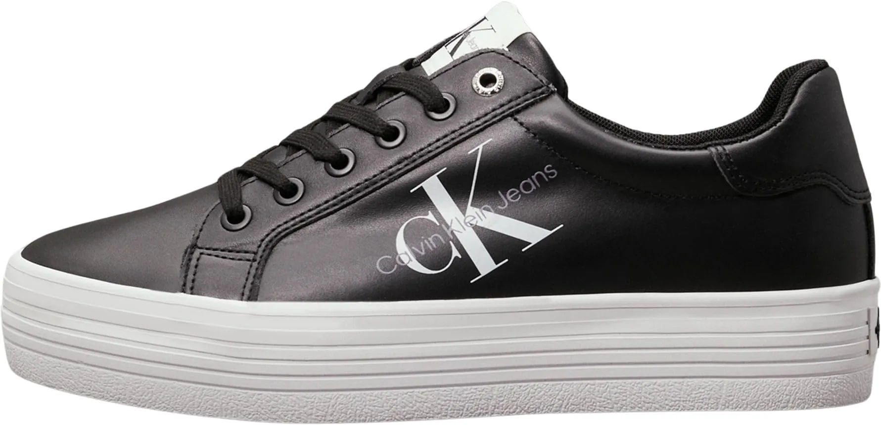 Calvin Klein Donna Sneakers Vulcanizzate Vulc Flatform Laceup Low Lth Zeppa, Nero (Black), 36