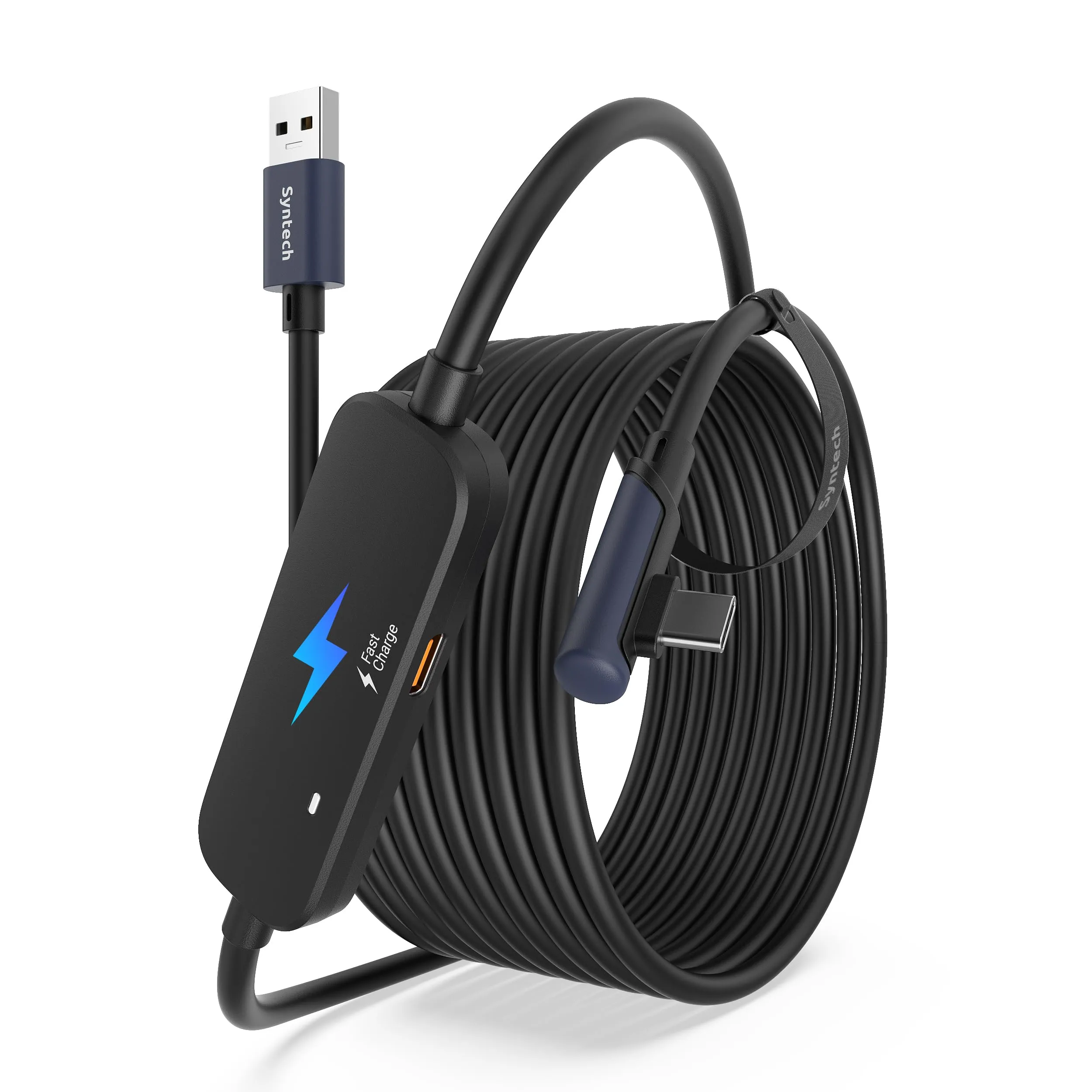 Syntech Cavo Link 5 Metri con Ricarica, Compatibile con Meta Quest 3/Oculus Quest 2 Accessori, VR cavo Link con Porta di Ricarica Separata, Cavo da USB 3.0 a Tipo C Leggero per PC/SteamVR, Nero