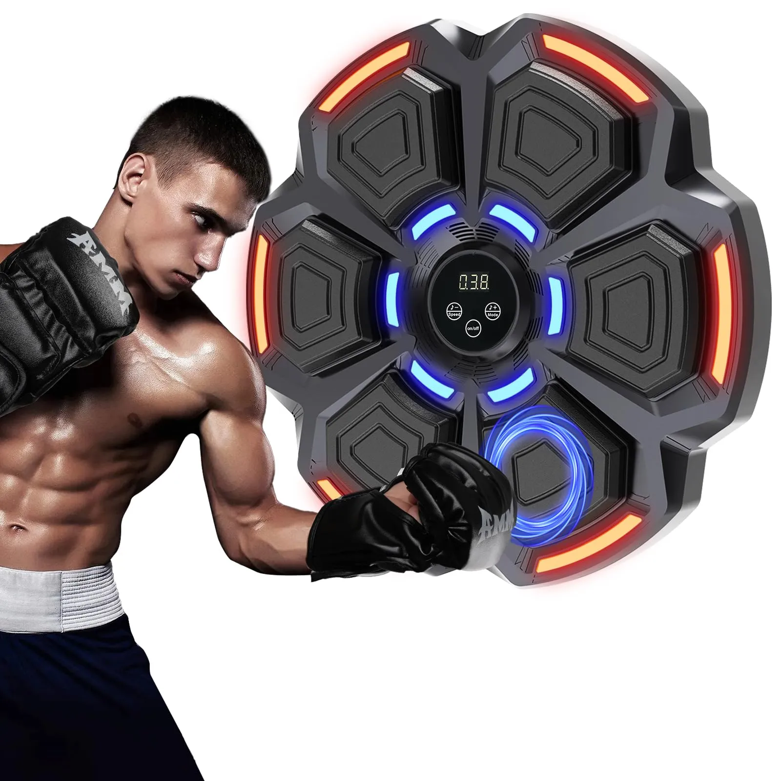 snawowo Music Boxing Machine Adulti - 9 modalità di 9 velocità Macchina da Boxe Musical Pugile con Guanti - LED Musica Bluetooth Boxe Allenamento per Casa