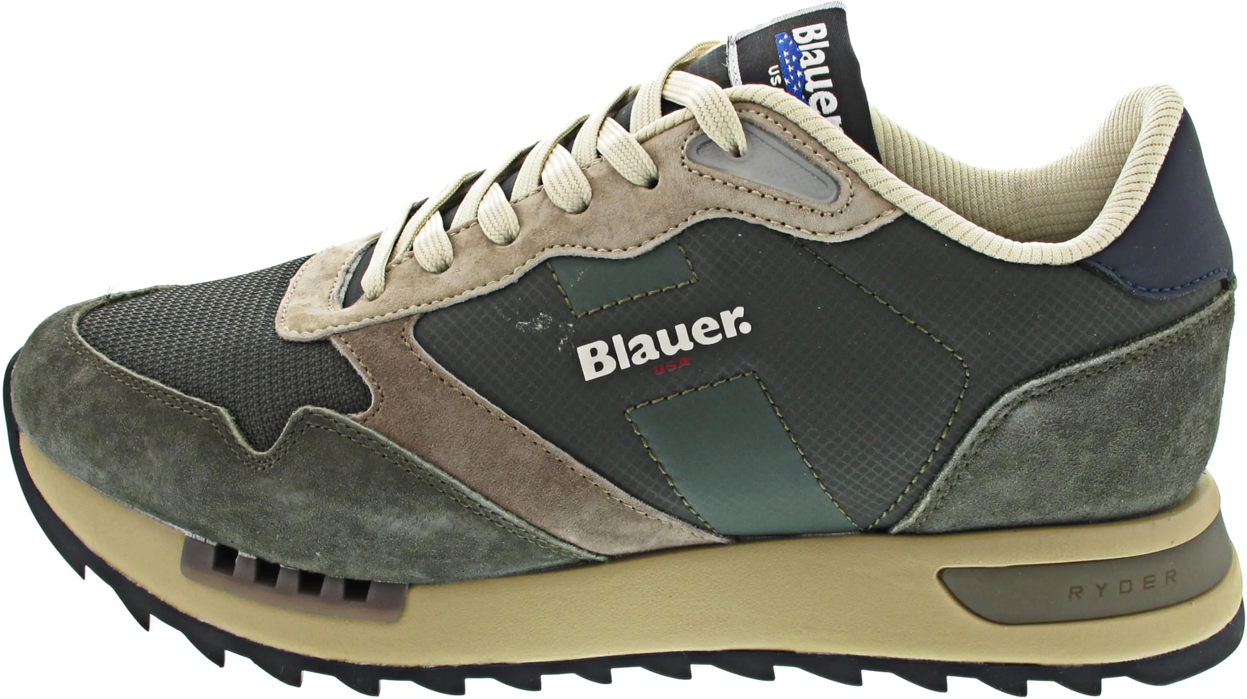 Blauer F5ryder01 Sneakers Con Lacci In Tessuto/camoscio Da Uomo MILITARE/NAVY 42