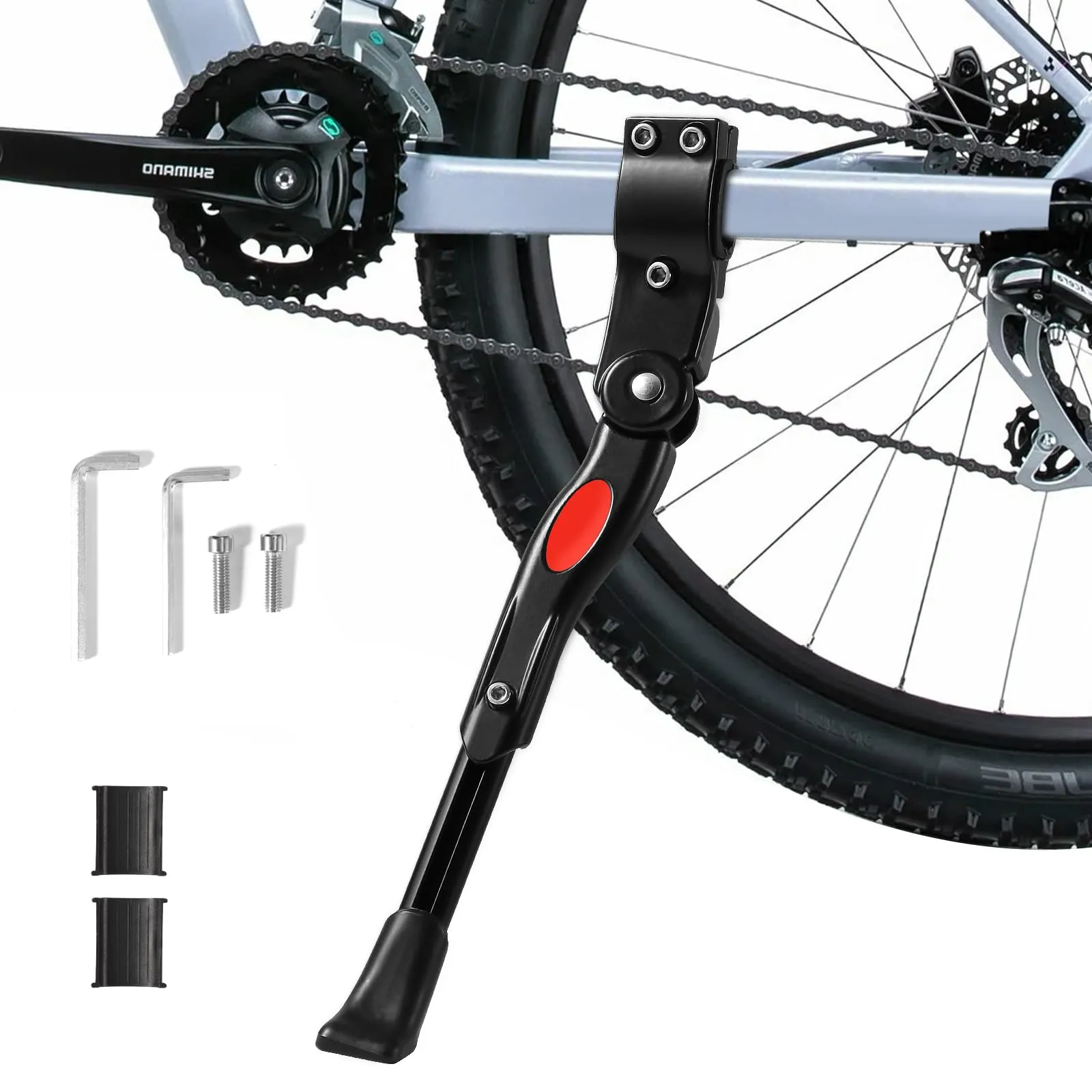 Oderra, cavalletto Bici Piedino in Gomma Antiscivolo, Nero, Adatto a 24", 25", 26", 27", 700C, BMX, VTT