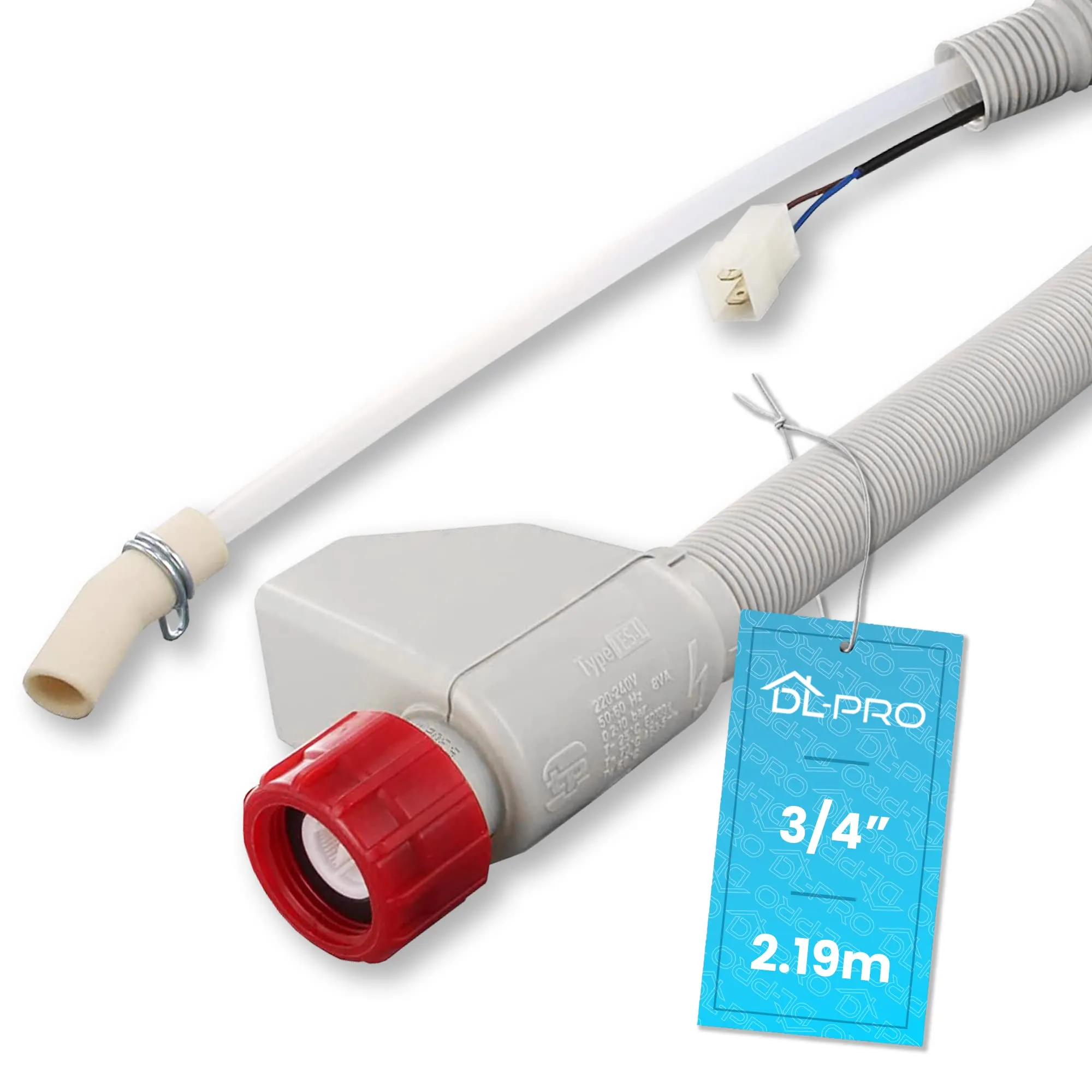 DL-pro - Aquastop, tubo di alimentazione, 2,19 m per Beko 1760360100 Whirlpool 481253029201, tubo dell'acqua per lavastoviglie DSN DDN DFN