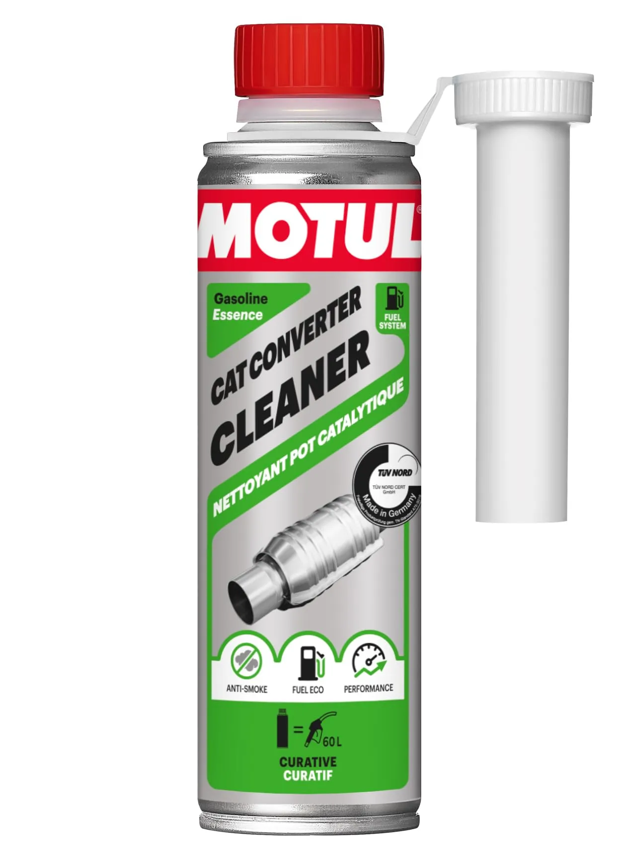 Motul - Detergente per Catalizzatore - Additivo Preventivo per Motori a Benzina - Riduzione dei Consumi e delle Emissioni - Ideale Prima della Revisione - Cat Converter Cleaner - 300 ml